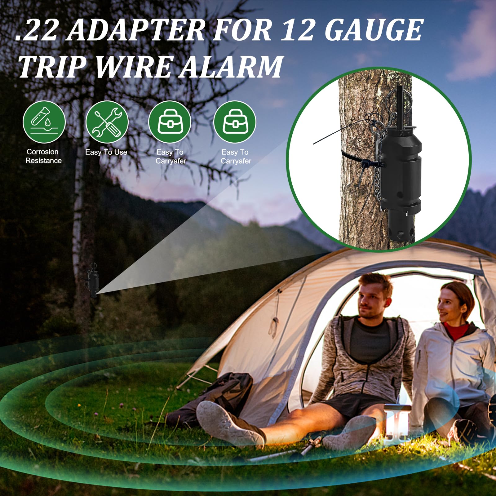 Guiropp .22 Blank Adapter For 12 Gauge Perimeter Trip Alarm, Camping Trip Wire Alarm Device, Early Warning Security System For C