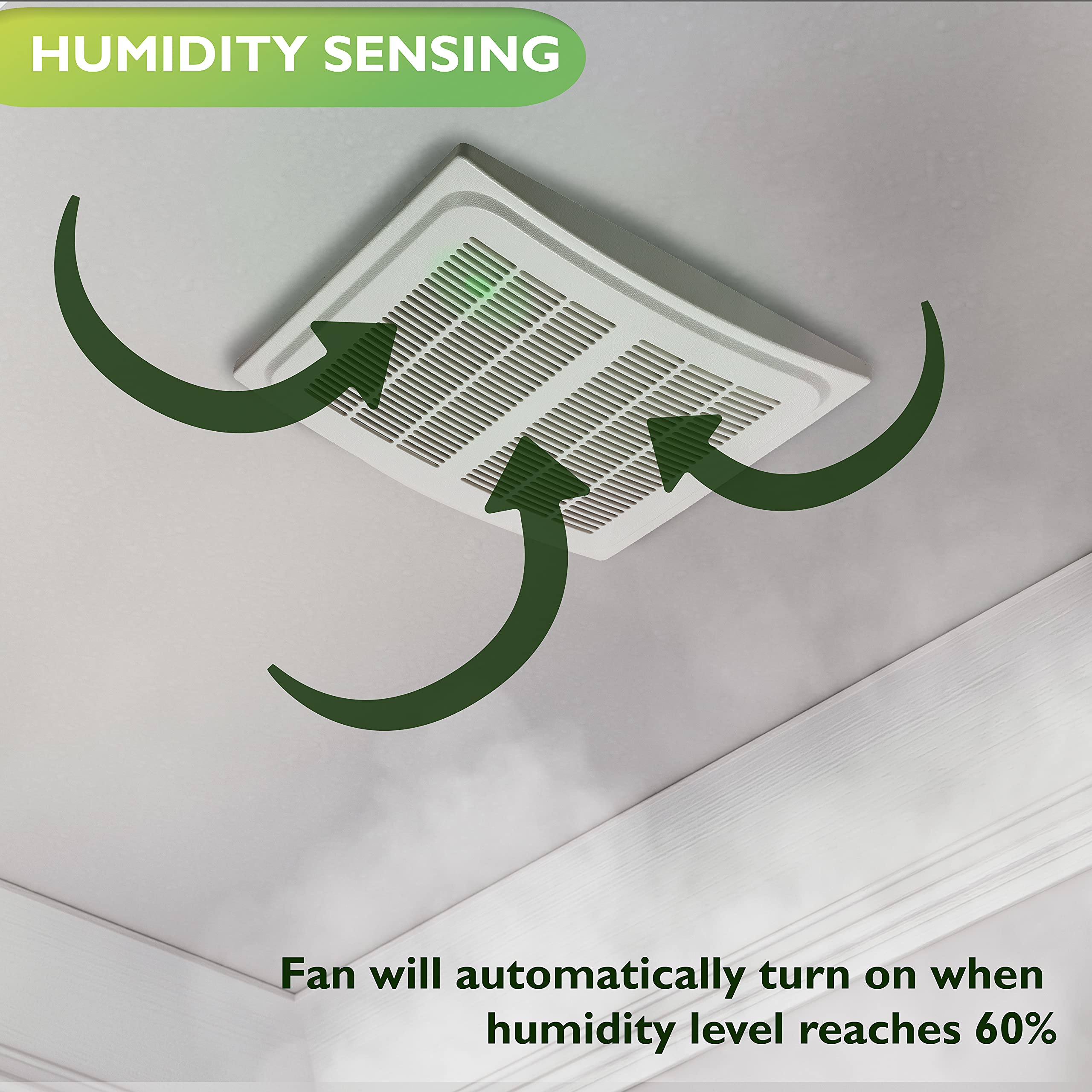 Homewerks Bathroom Vent Fan 7136-02HW, 140 CFM, Humidity Sensor, Whisper Quiet, Energy Star Rated
