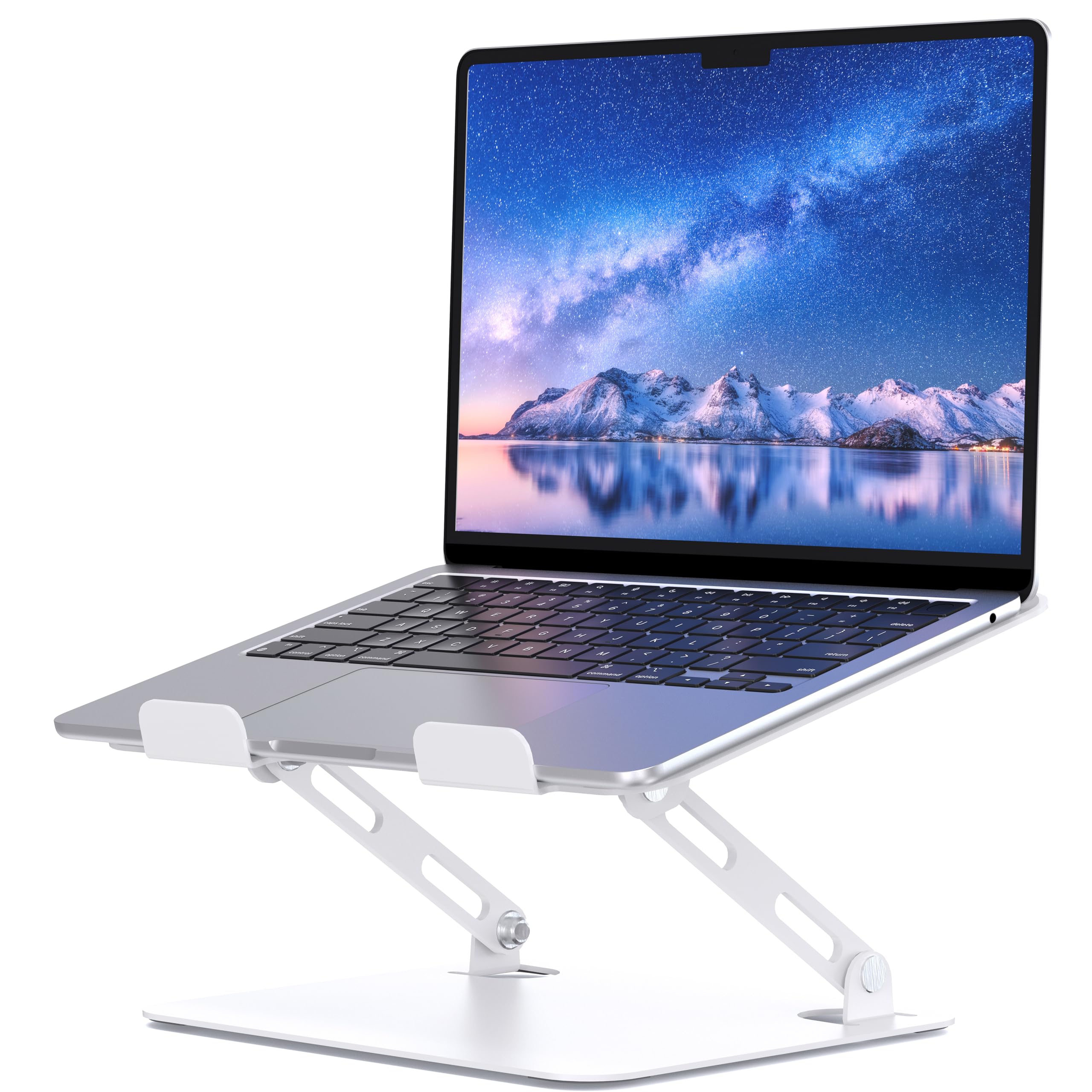 Soundance Laptop Stand For Desk, Portable Adjustable Laptop Riser, Ergonomic Design Computer Holder, Metal Laptop Mount Elevator Compatible With 10 To 15.6 Inches Pc Computer, White