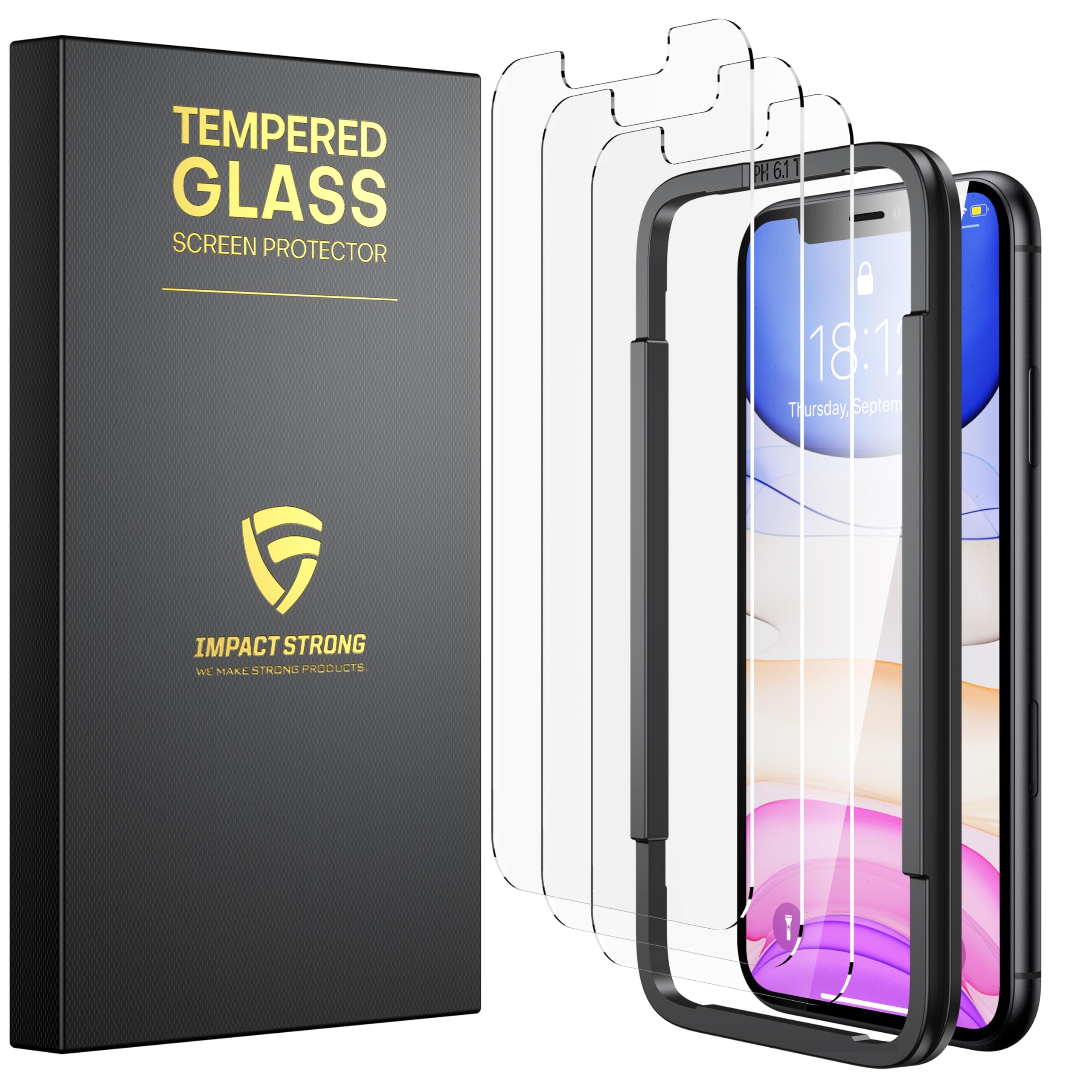 Impactstrong Shatterproof Tempered Glass Screen Protector For Iphone 11 Pro Max/Iphone Xs Max [Easy Installation Frame] [Bubble