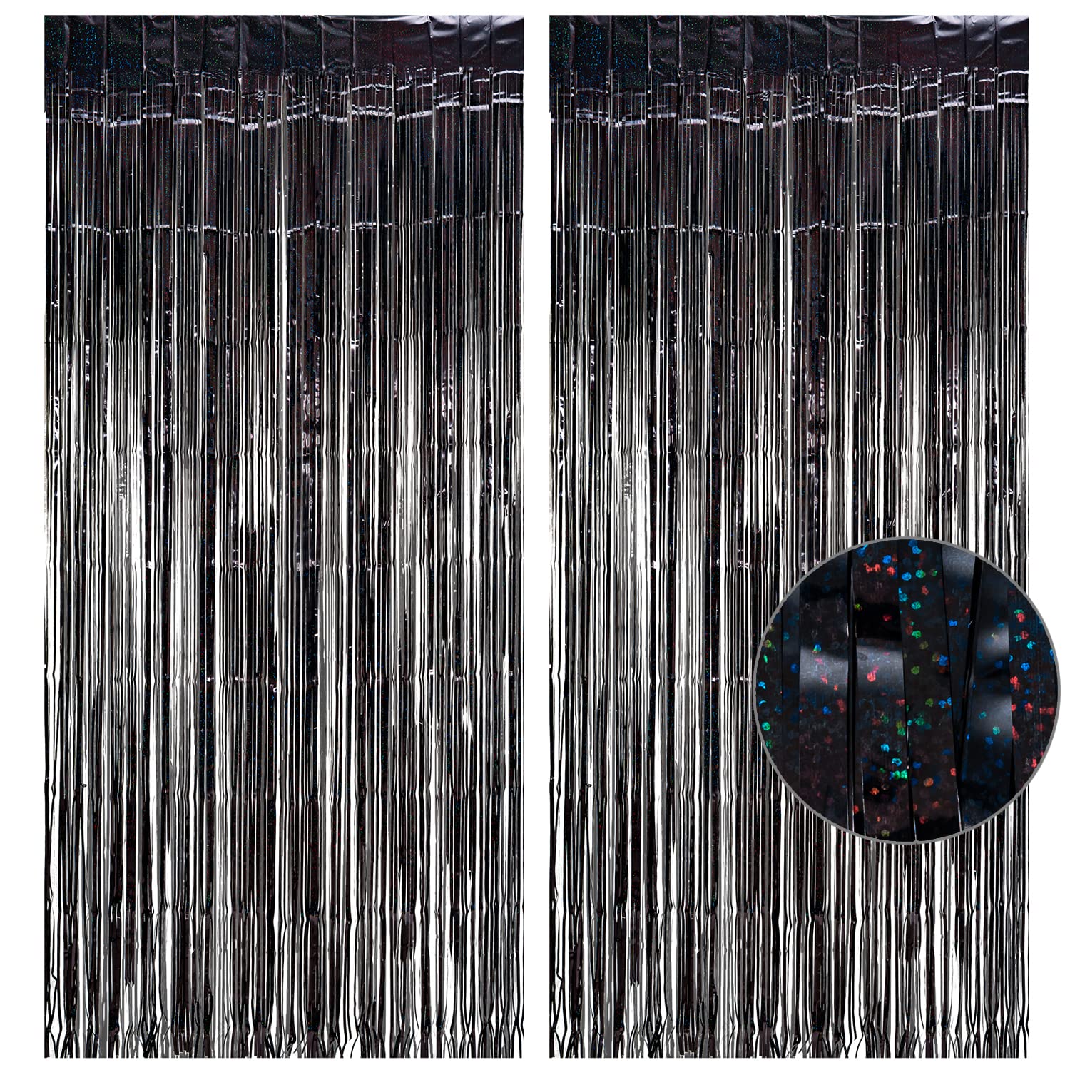 Black Tinsel Curtain Party Backdrop   Greatril Party Streamers Backdrop Foil Fringe Curtains For Birthdays/Wizard Decorations  