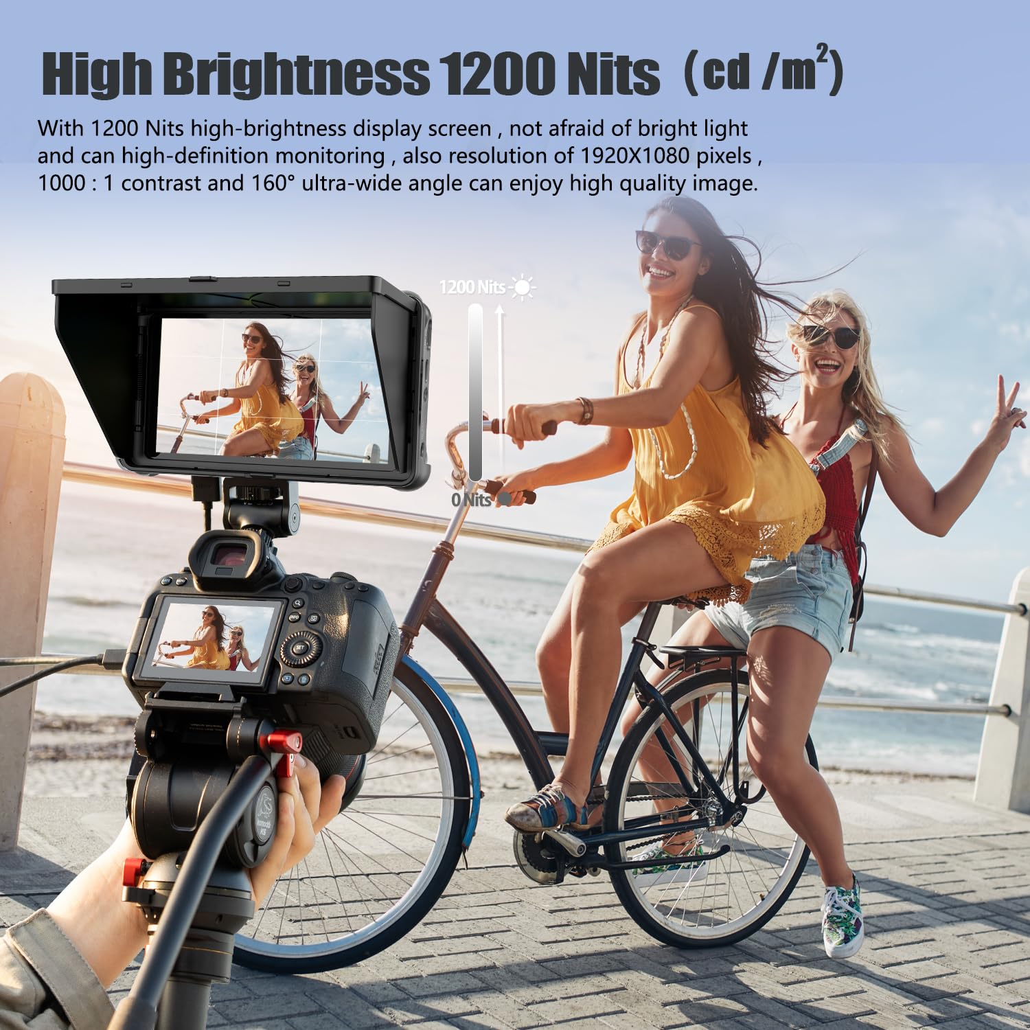 Viltrox Dc 550 Touch Screen Camera Dslr Field Monitor 4K Hdmi 5.5 Inch Camera Monitor With Battery/Sunshade Hood, 1200 Nits, 3D