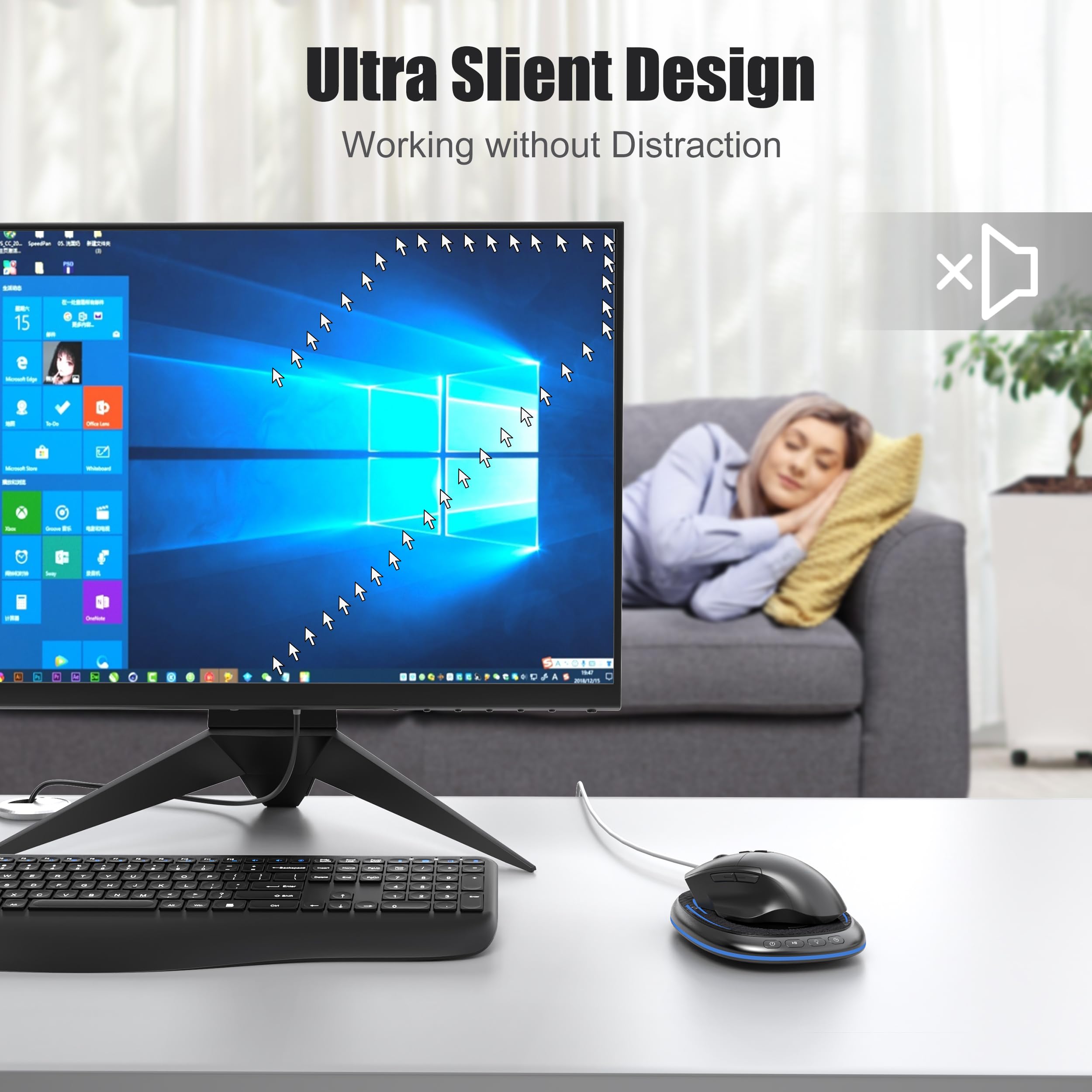 Vkarood Ultra Slim Mouse Mover Device Undetectable With Timer, Ultra Silent Mouse Jiggler With On/Off Switch, Mouse Shaker With