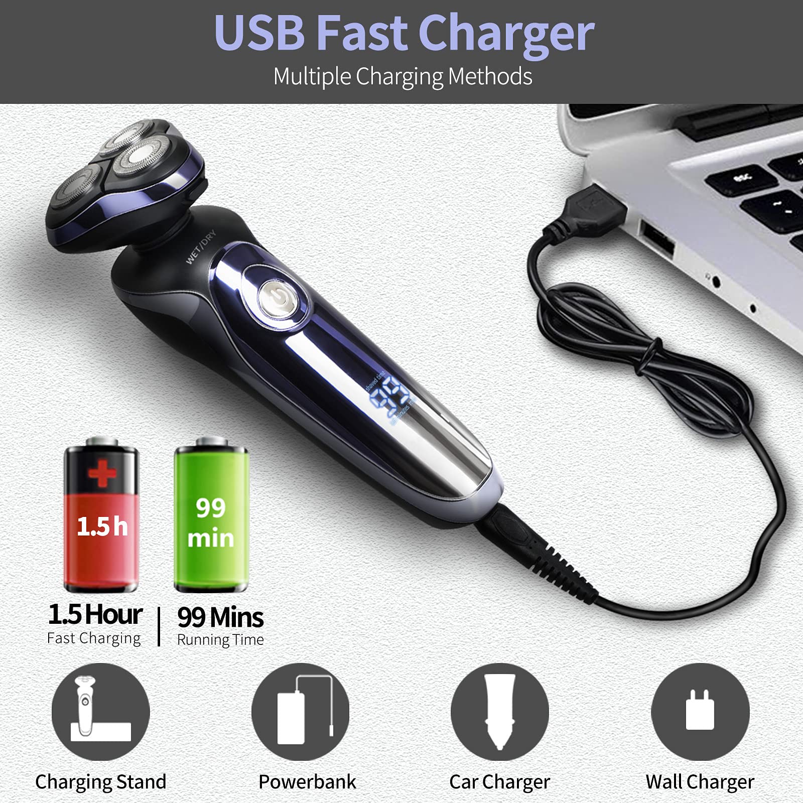 Electric Razor For Men   Electric Men Shaver Beard Trimmer   Waterproof Usb Fast Charging   Hair Trimmer, Best Gift For Dad, Boy