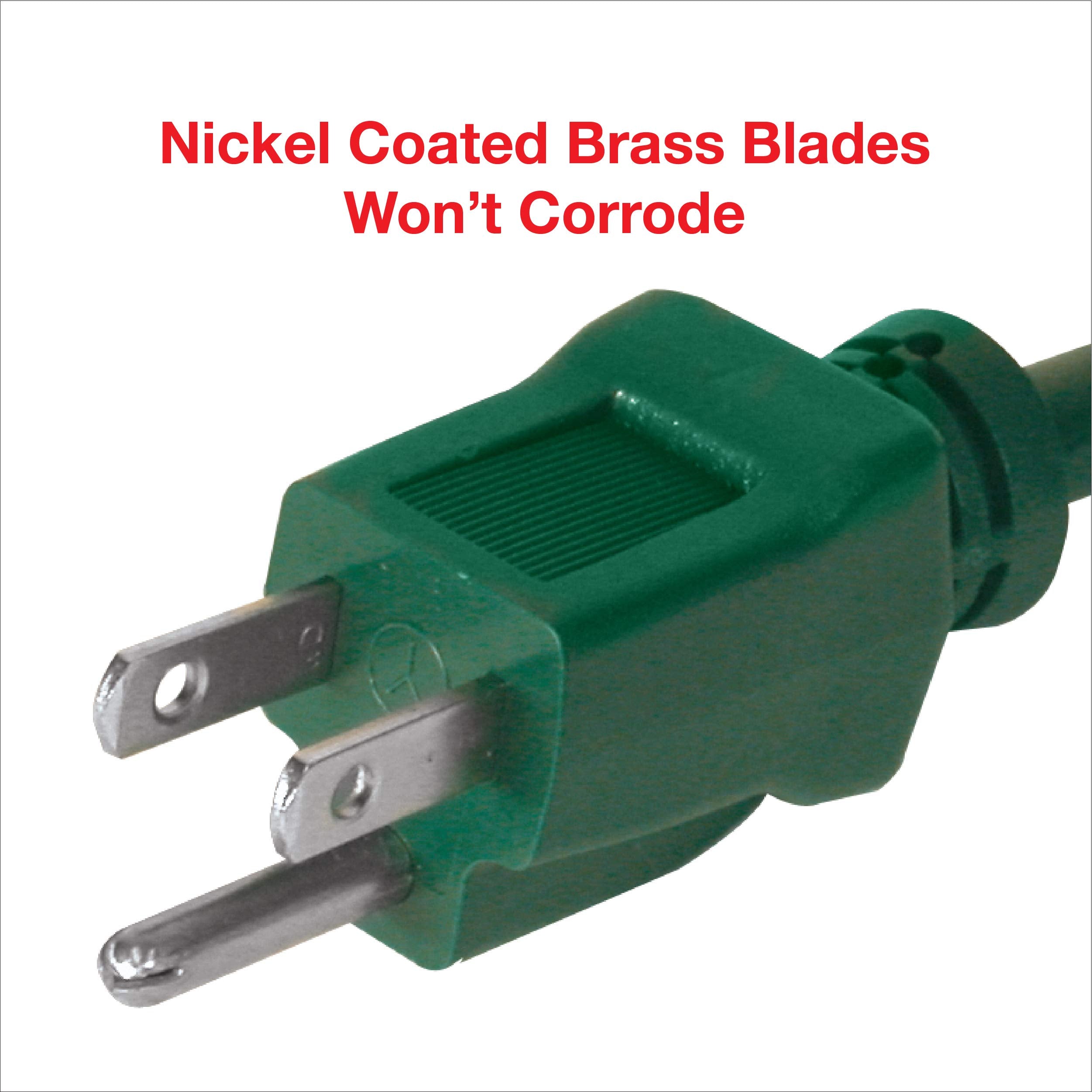 Clear Power 35 Ft 3 Outlet Lawn & Garden Outdoor Extension Cord 16/3 Sjtw, Green, Water & Weather Resistant, Flame Retardant, 3