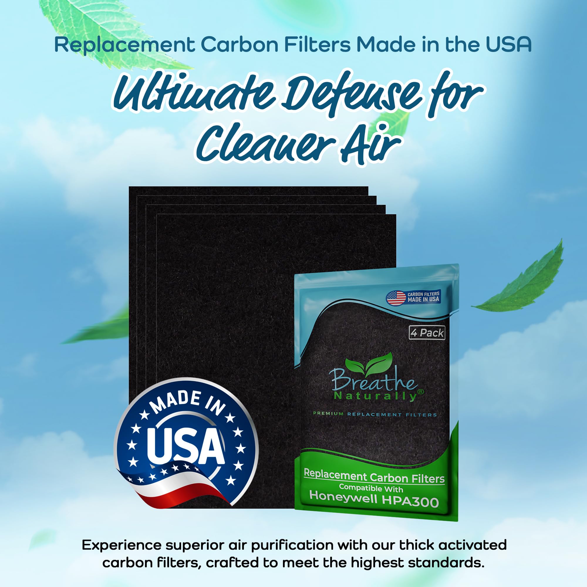 Breathe Naturally R Replacement Filters Compatible With Honeywell Air Purifier Hpa300 Or Hrf-R3 Series - Activated Carbon Prefil