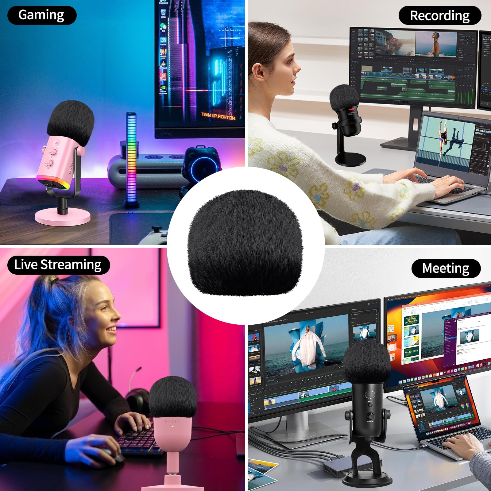 Blue Yeti Pop Filter For Blue Yeti Microphone,Mic Furry Windscreen Muff Windshield, Microphone Foam Cover For Yeti Pro,Yeti X,Na