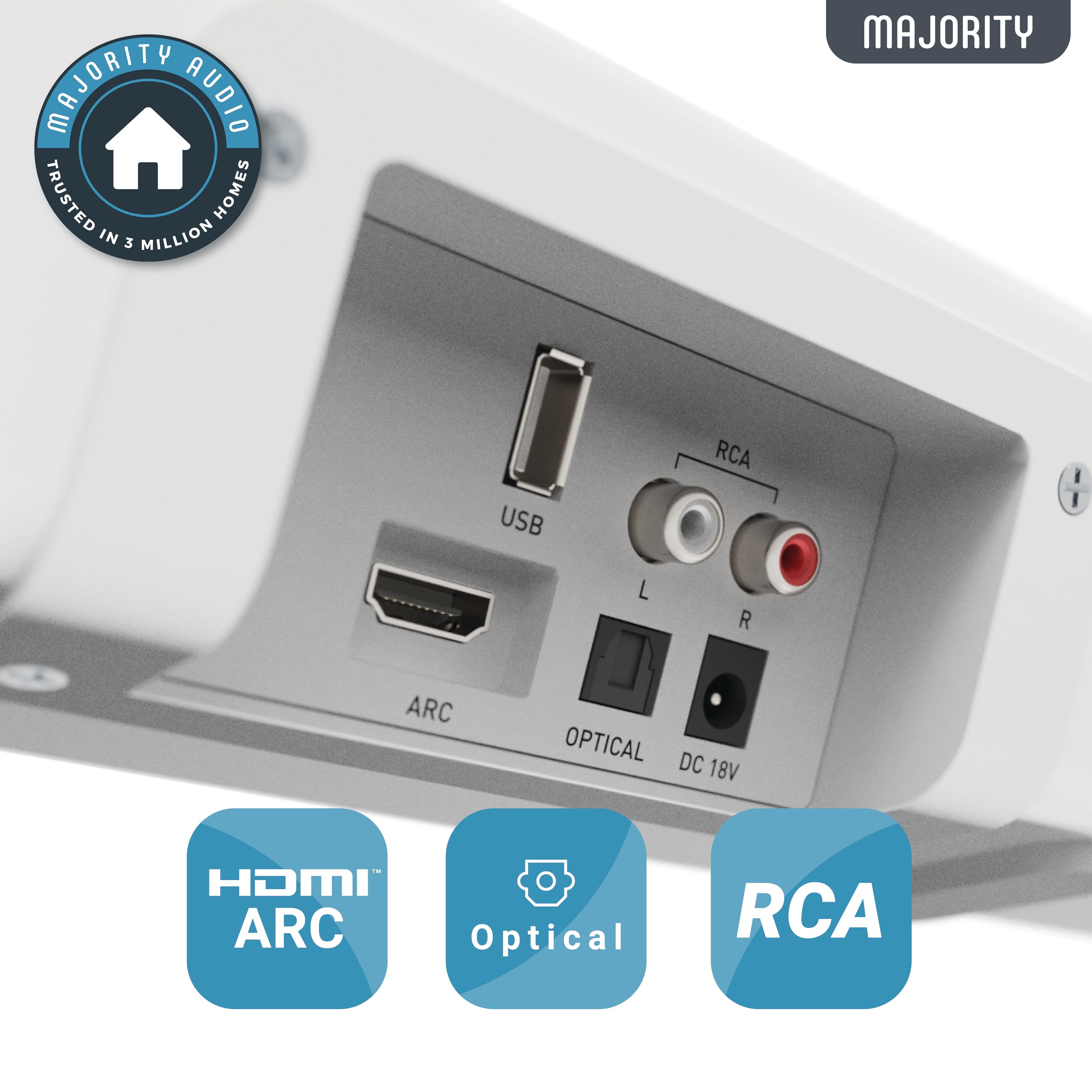 Majority Teton Sound Bar For Tv | 120W Powerful Stereo 2.1 Channel Sound | Home Theatre 3D Soundbar With Built In Subwoofer | Hd