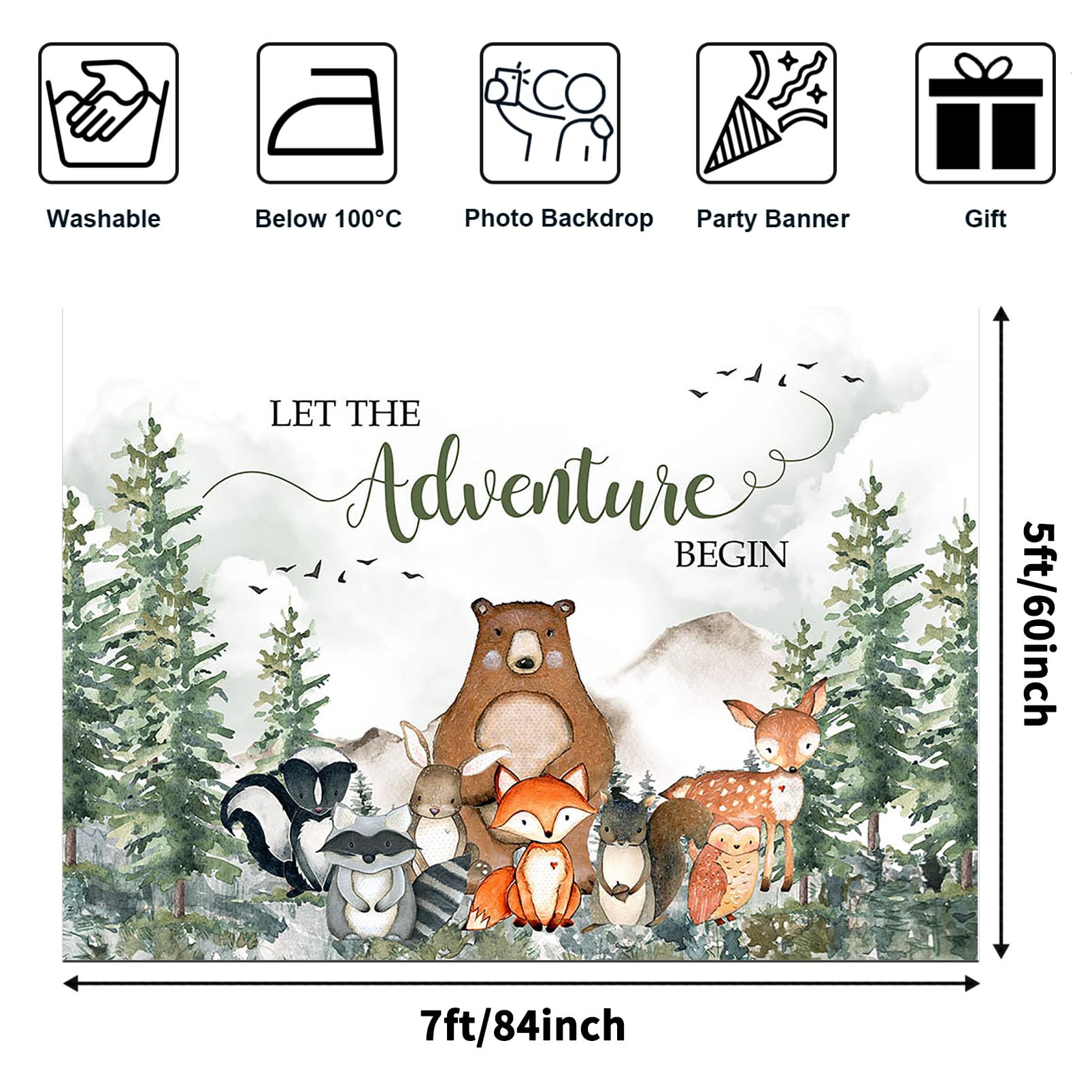 Avezano Woodland Baby Shower Backdrop Adventure Awaits Baby Shower Decoration Background Adventure Forest Mountain Wilderness Co