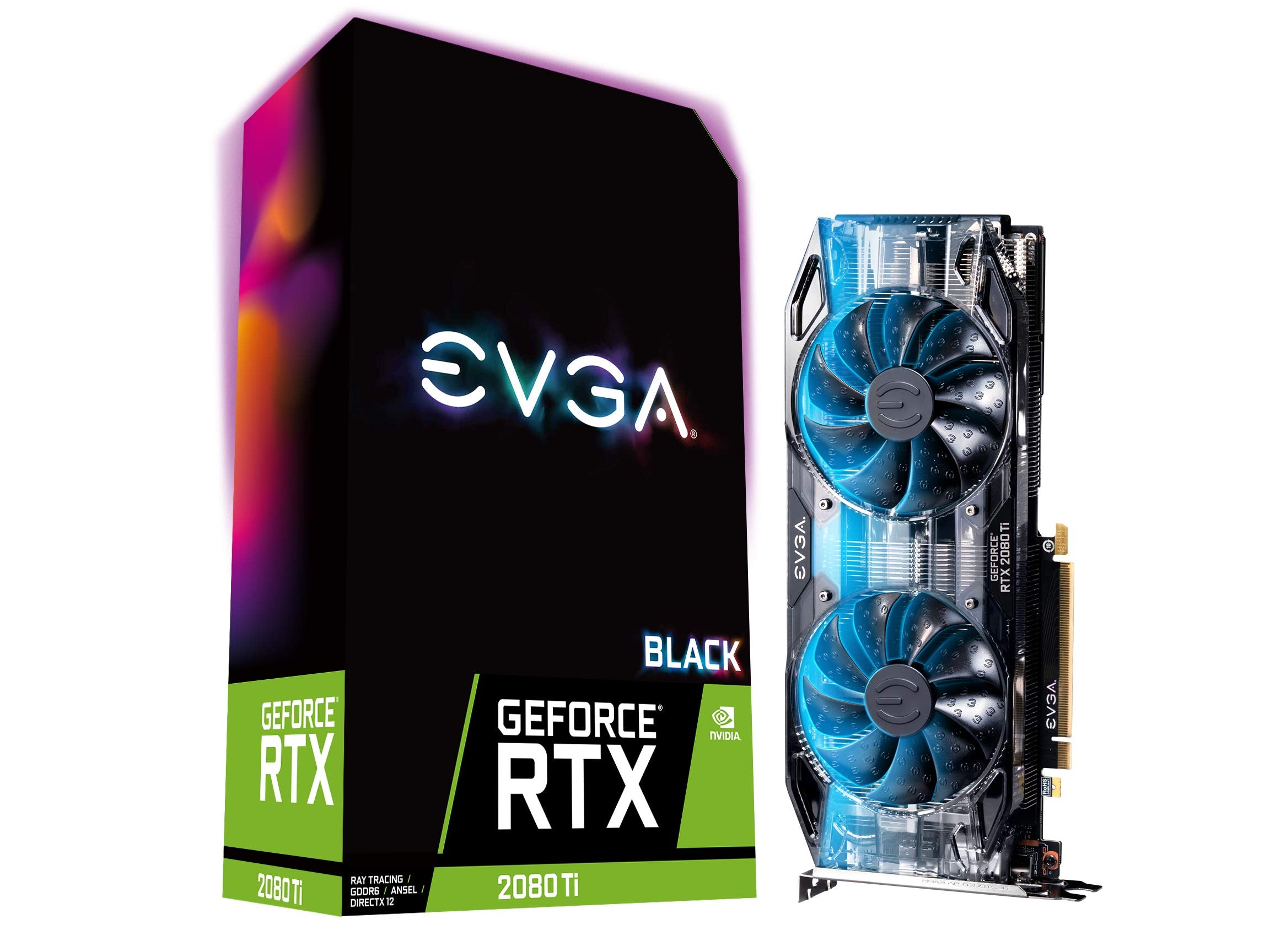 EVGA 11G-P4-2281-KR GeForce RTX 2080 Ti Black Edition Gaming, 11GB GDDR6, Dual HDB Fans & RGB LED Graphics Card