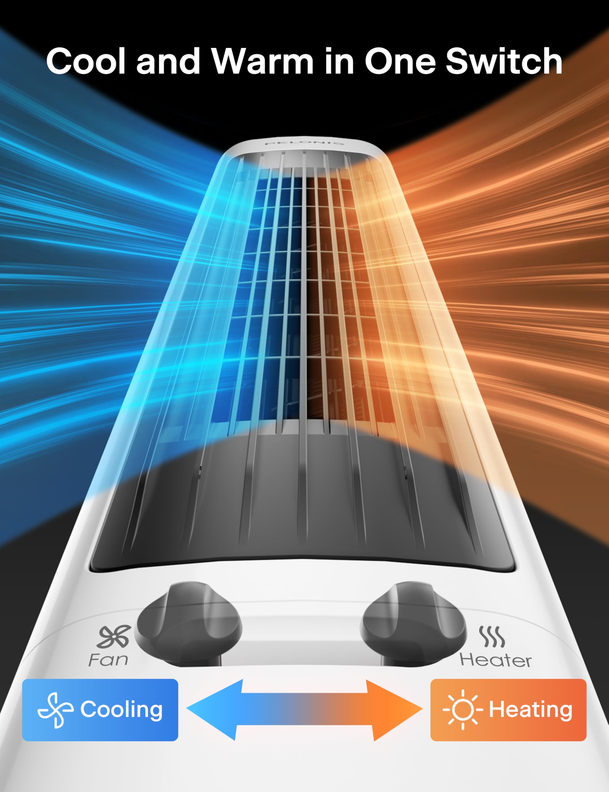 Pelonis Oscillating Tower Fan And Heater Combo With Remote Control   Heater Fan Combo For Indoor Use   3 Fan And 2Heater Speeds,