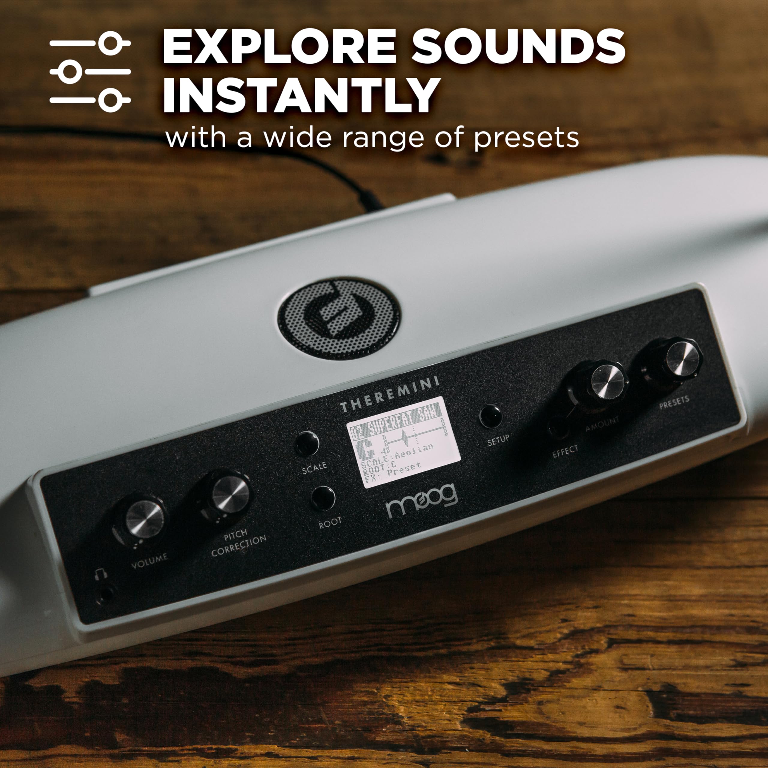 Moog Theremini   Theremin With Pitch Correction, Cv Out, Built In Tuner And Speaker, Animoog Synthesizer Sound Engine With 32 Pr