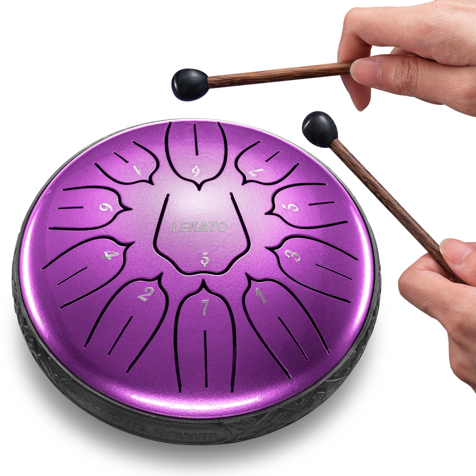 Steel Tongue Drum 6 Inch 11 Notes, Lekato Steel Drum D Major Beginner Hand Drum Percussion For Musical Education Zen Meditation