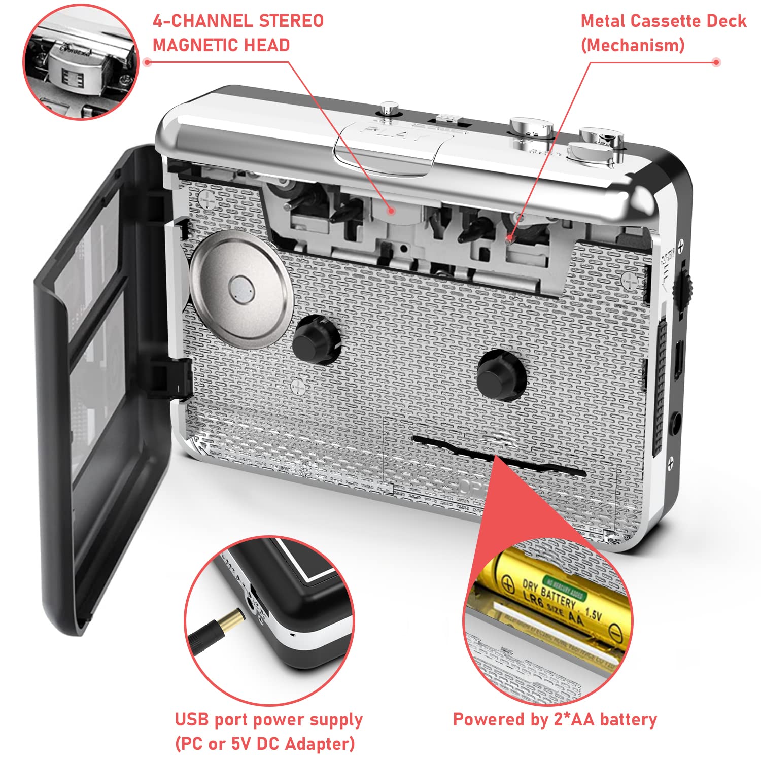 Cassette Player Walkman   Compact Tape Player Portable Recorder With Earphone Convert Audio Music Cassette To Mp3 Digital, Compa