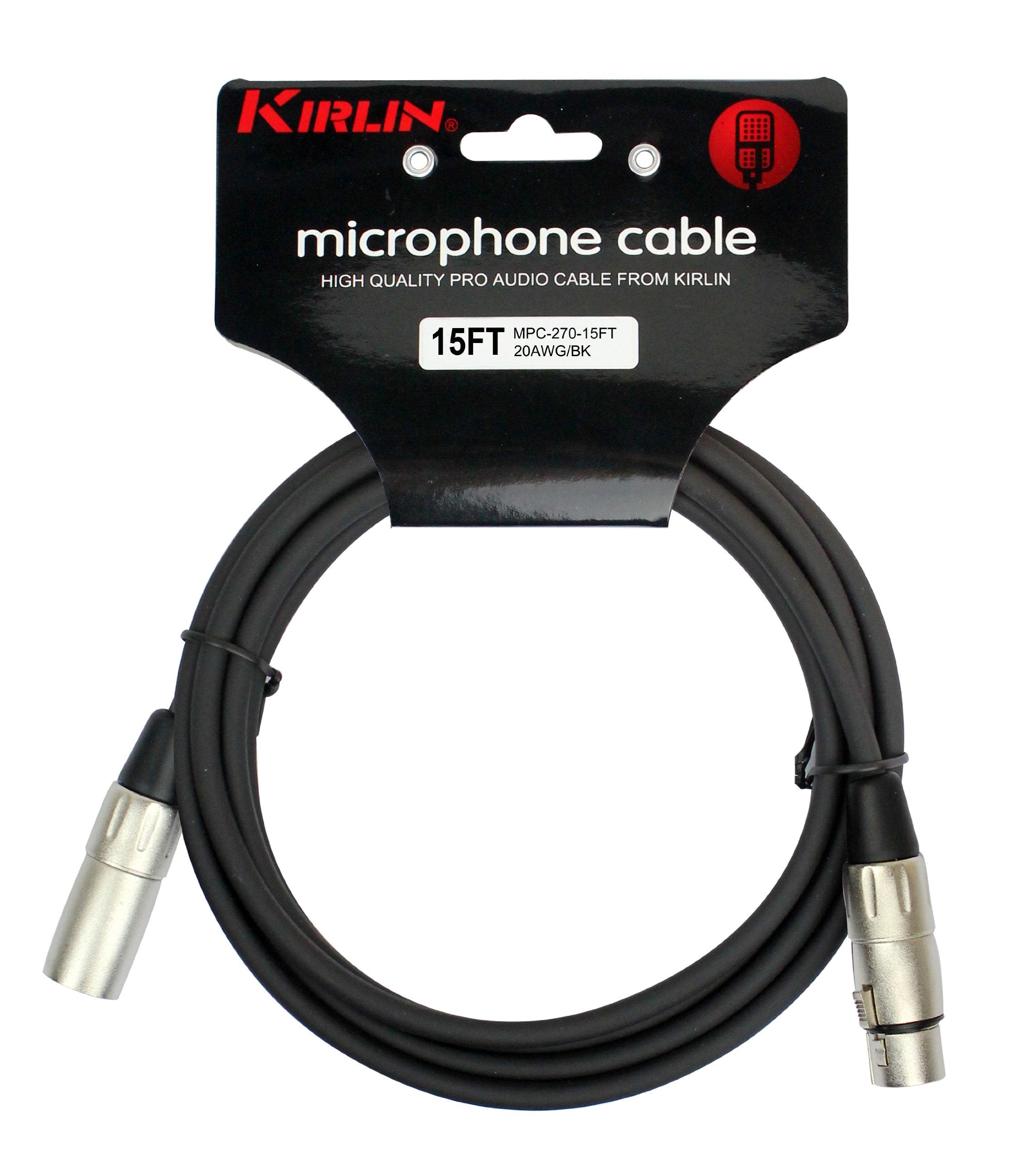 Kirlin Cable Mp-280-15/Bk - 15 Feet - Xlr To Xlr Microphone Cable Black Pvc Jacket