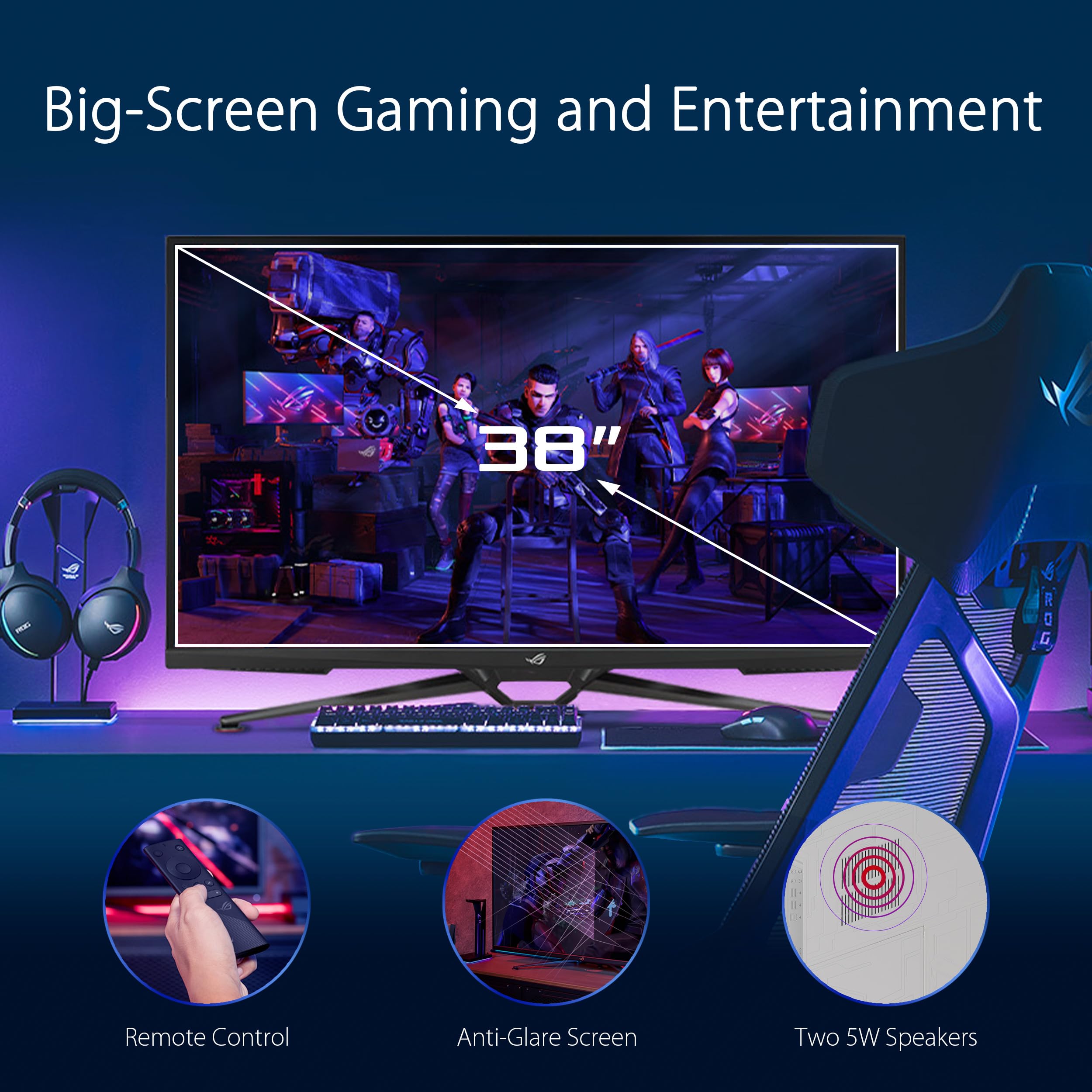 Asus Rog Swift 38    4K Hdmi 2.1 Hdr Dsc Gaming Monitor (Pg38Uq) - Uhd (3840 X 2160), 144Hz, 1Ms, Fast Ips, G-Sync Compatible, S