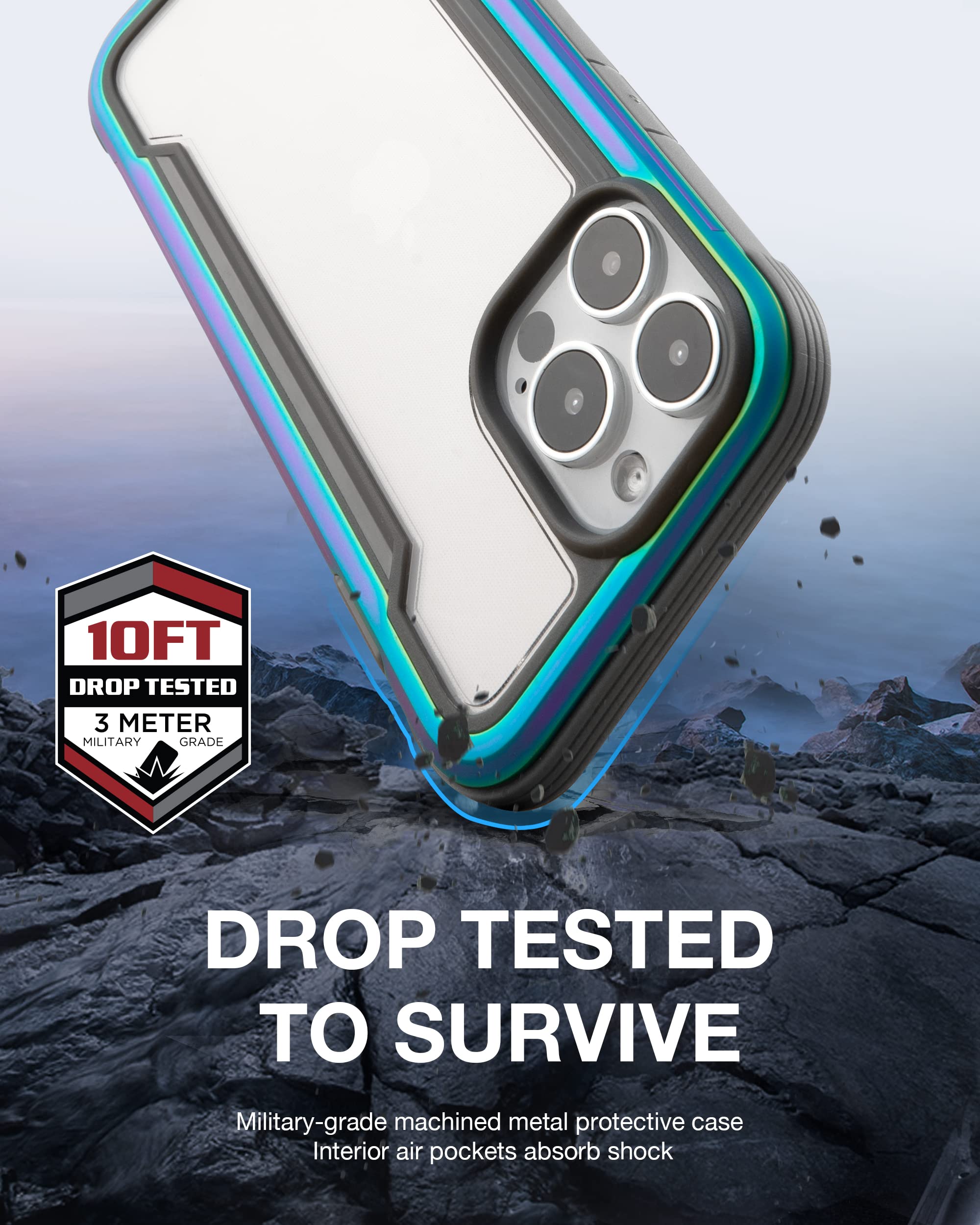 Raptic Shield For Iphone 13 Pro Case, Shockproof Protective Clear Case, Military 10Ft Drop Tested, Durable Aluminum Frame, Anti