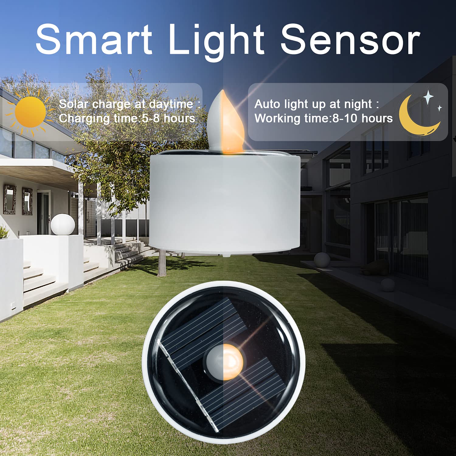 Homemory Solar Tea Lights Outdoor Waterproof, Dusk To Dawn Outdoor Lighting, Reusable Led Tea Light Candles For Lantern Garden C