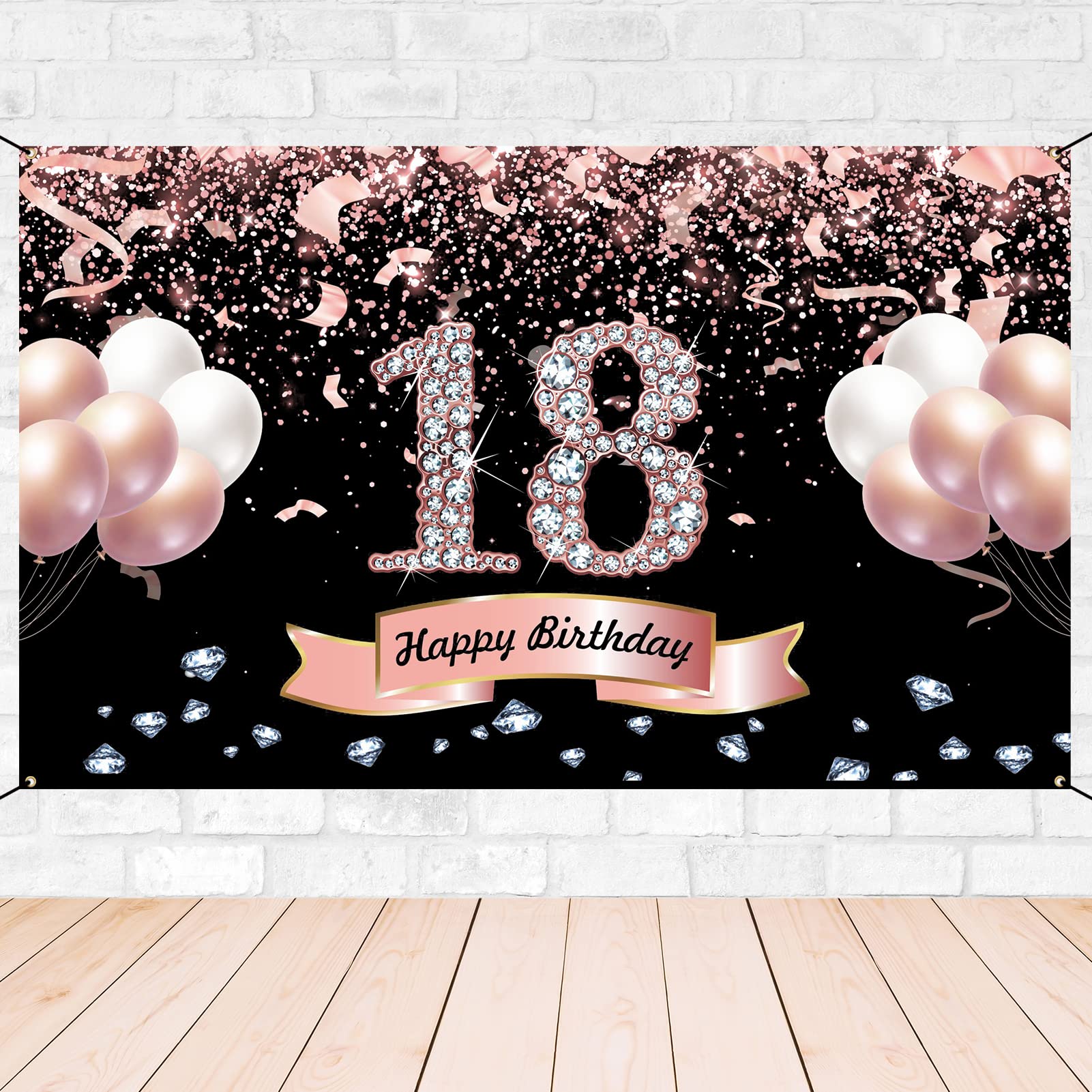 Trgowaul 18Th Birthday Decorations For Girls   Rose Gold 18Th Birthday Backdrop For Her 5.9 X 3.6 Fts 18Th Birthday Party Suppil