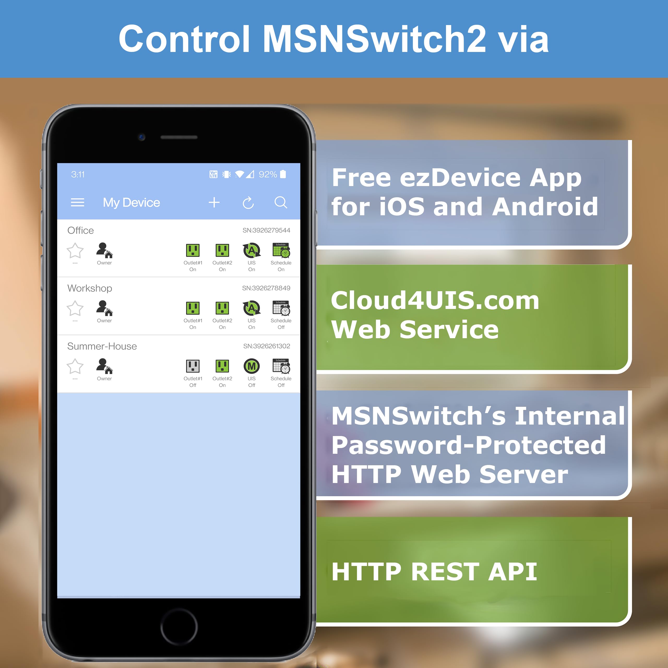 Msnswitch2 Internet Enabled Ip Remote Power Switch With Reboot   Control Via Smartphone App, Cloud Service, Web Browser, Api, Sk