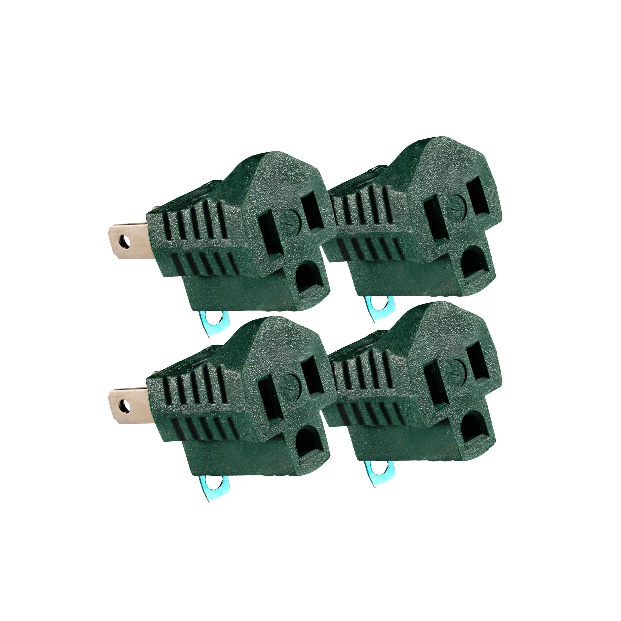 2 Prong To 3 Prong Outlet Adapter, Polarized Grounding Converter Etl Two Prong To Three Prongs Outlets 4 Pack Green Etl Listed