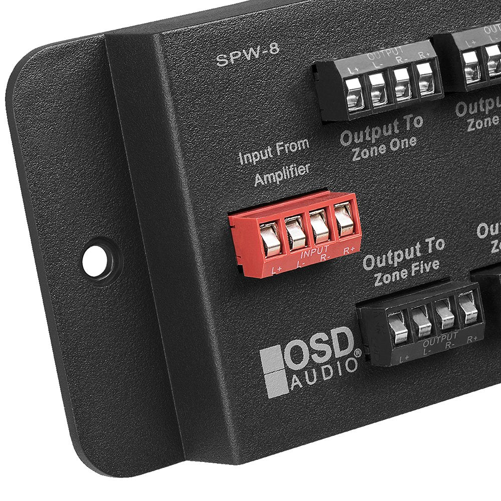 SPW8 Whole House Audio 8 Zone Speaker Distribution Panel Single Audio Input 300W Per Channel   OSD Audio