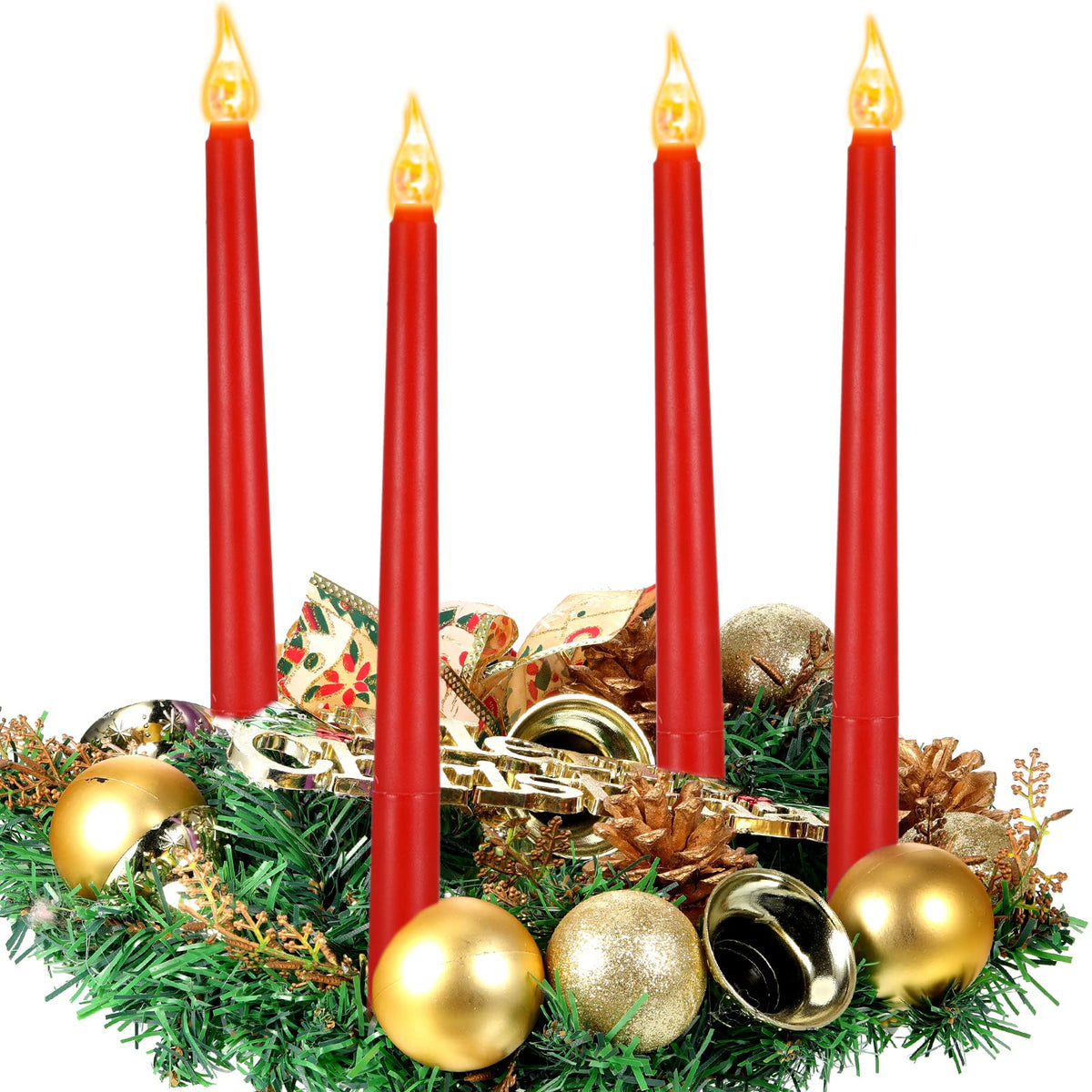 Honoson 4 Pieces Hanukkah Led Taper Advent Candles Flameless Taper Flickering Candles For Hanukkah Christmas Advent Rituals Holi
