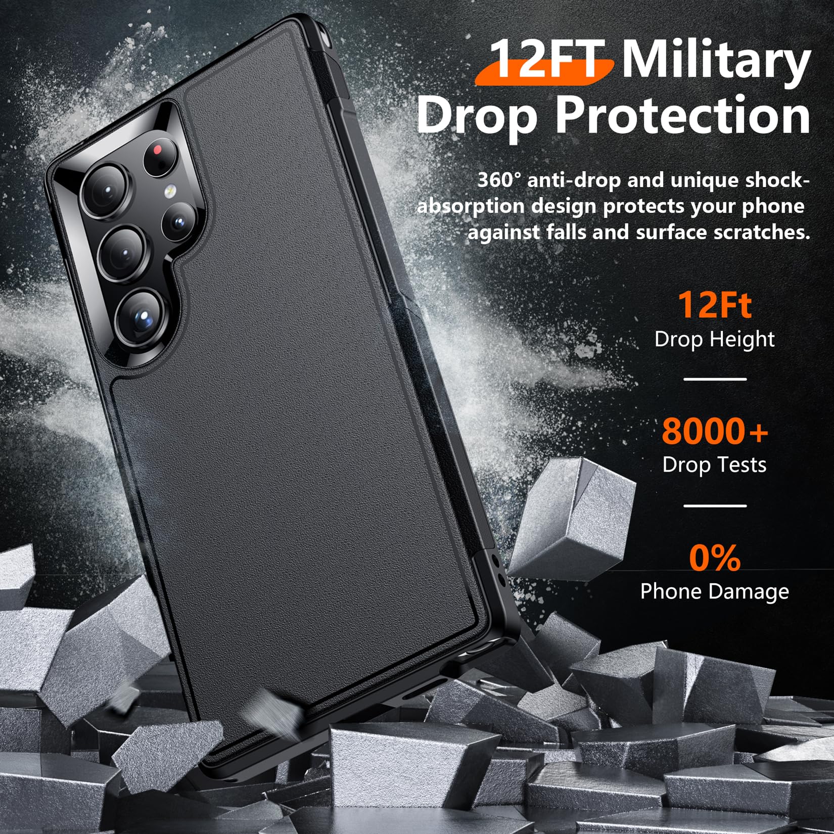 Red2Fire For Samsung Galaxy S24 Ultra Case, With 2Pcs [Tempered Glass Screen Protector+Camera Protector][Military Grade Shockpro