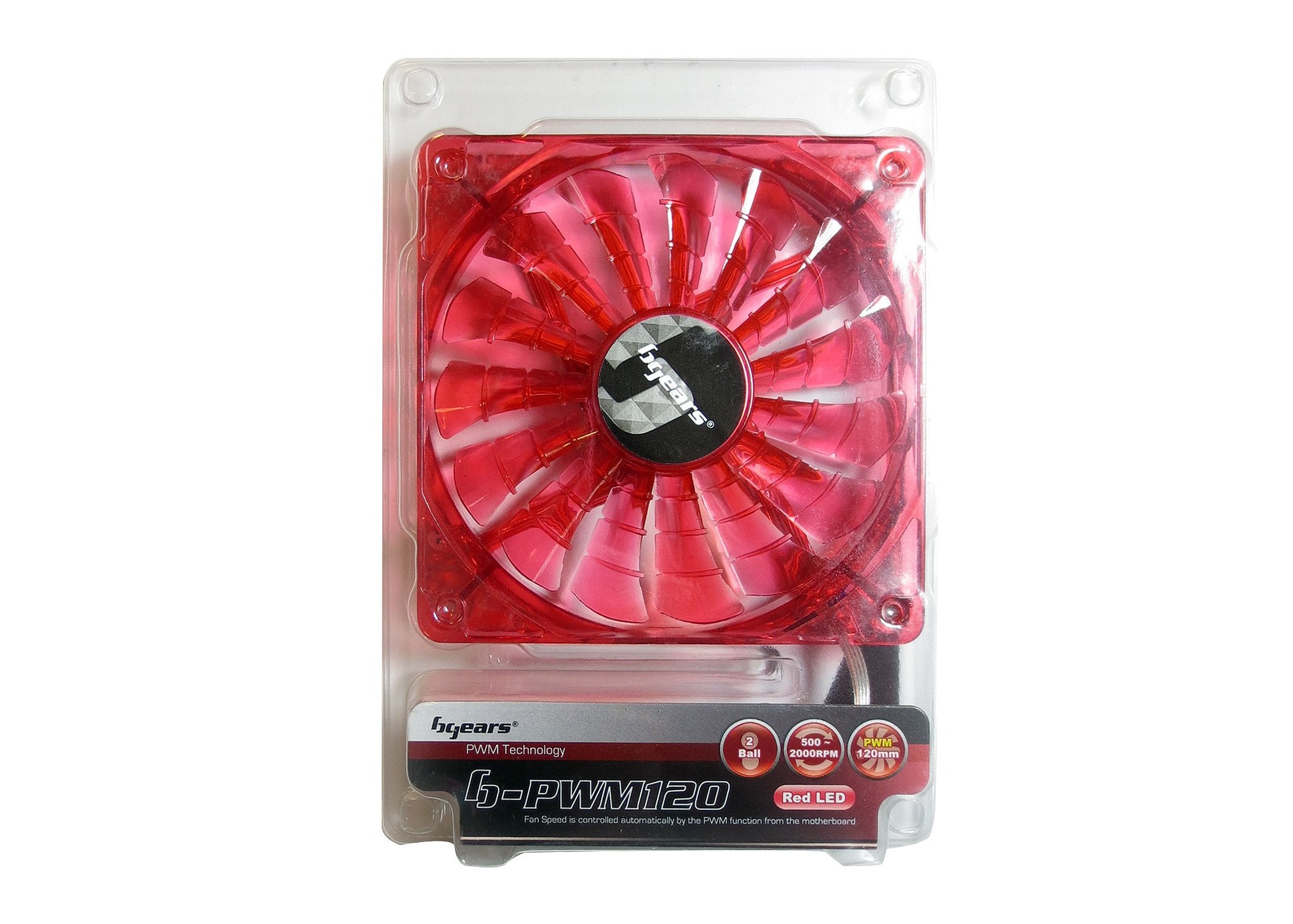 Bgears 120Mm High Performance Pwm Technology Fan   Translucent Red (B Pwm 120 Red 2Ball)