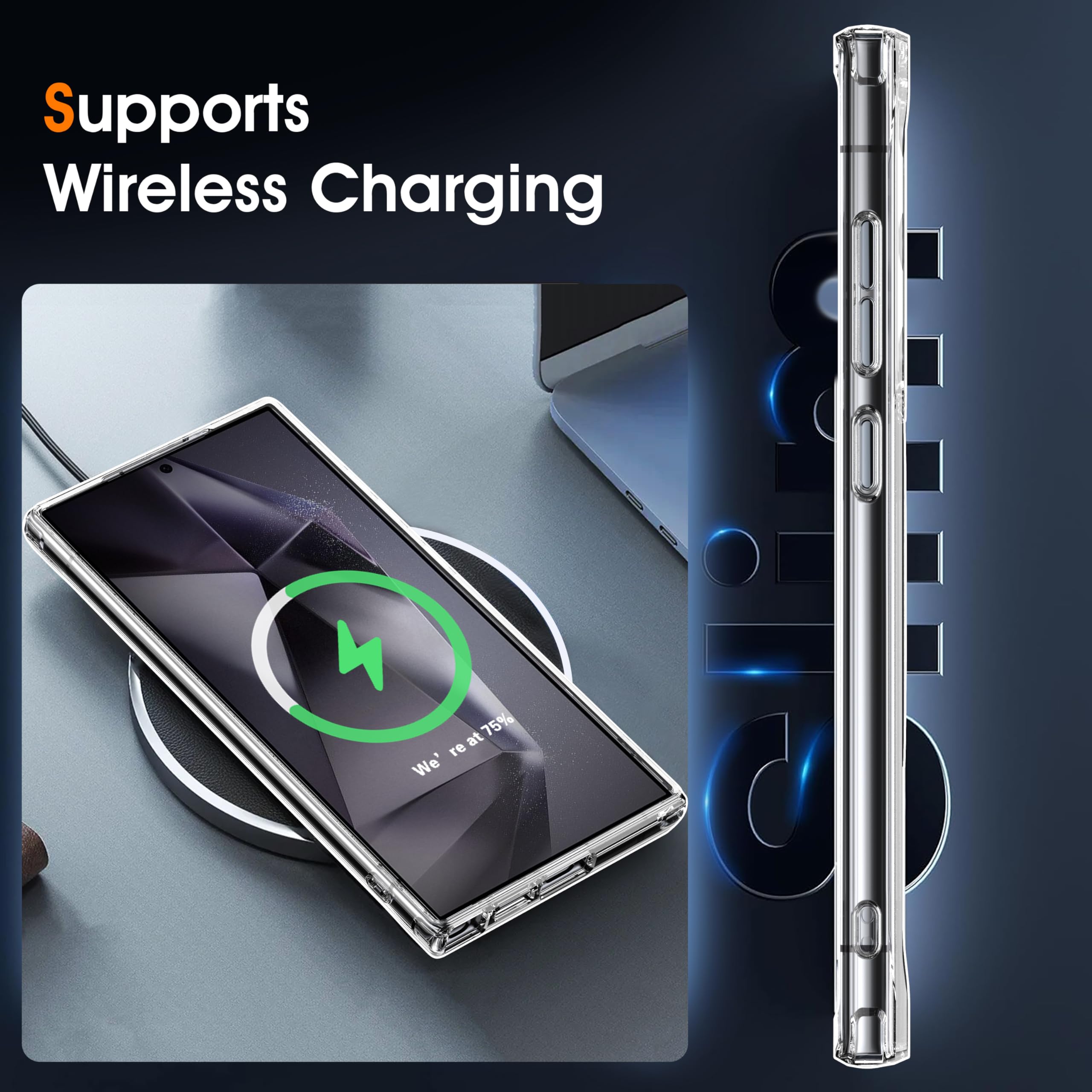 Oneagle For Samsung Galaxy S24 Ultra Case Clear,[30X Anti Yellowing]Galaxy S24 Ultra Phone Case With Hard Back & Soft Edge,[15Ft