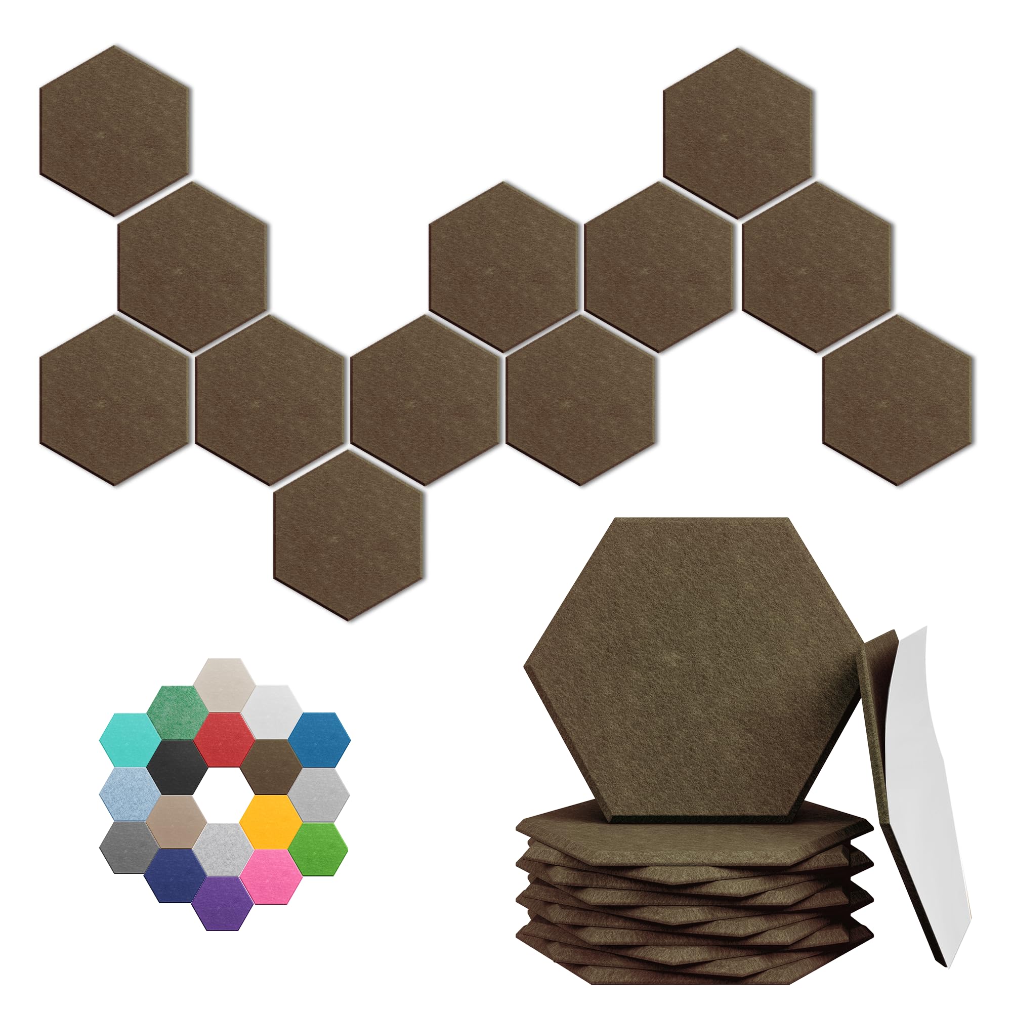 Hexagonal Acoustic Panels-12 Pack High-Density Sound Absorbing Panels 12X10X0.4 for Enhanced Noise Reduction, DIY Design, Idea f