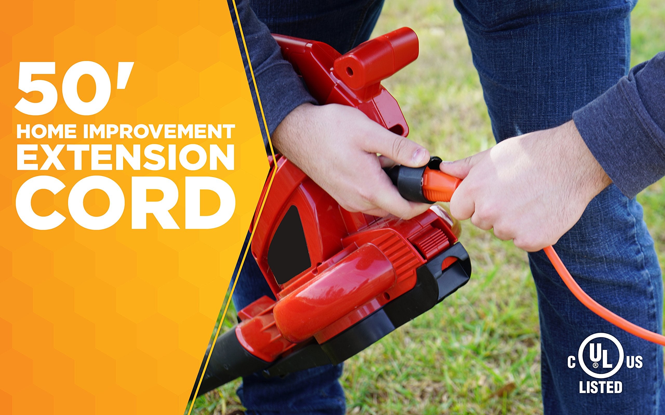 Woods Light Duty Extension Cord, 50Ft, 16 Gauge, 3 Conductor, General Purpose Cord, Sjtw, Orange, 0268