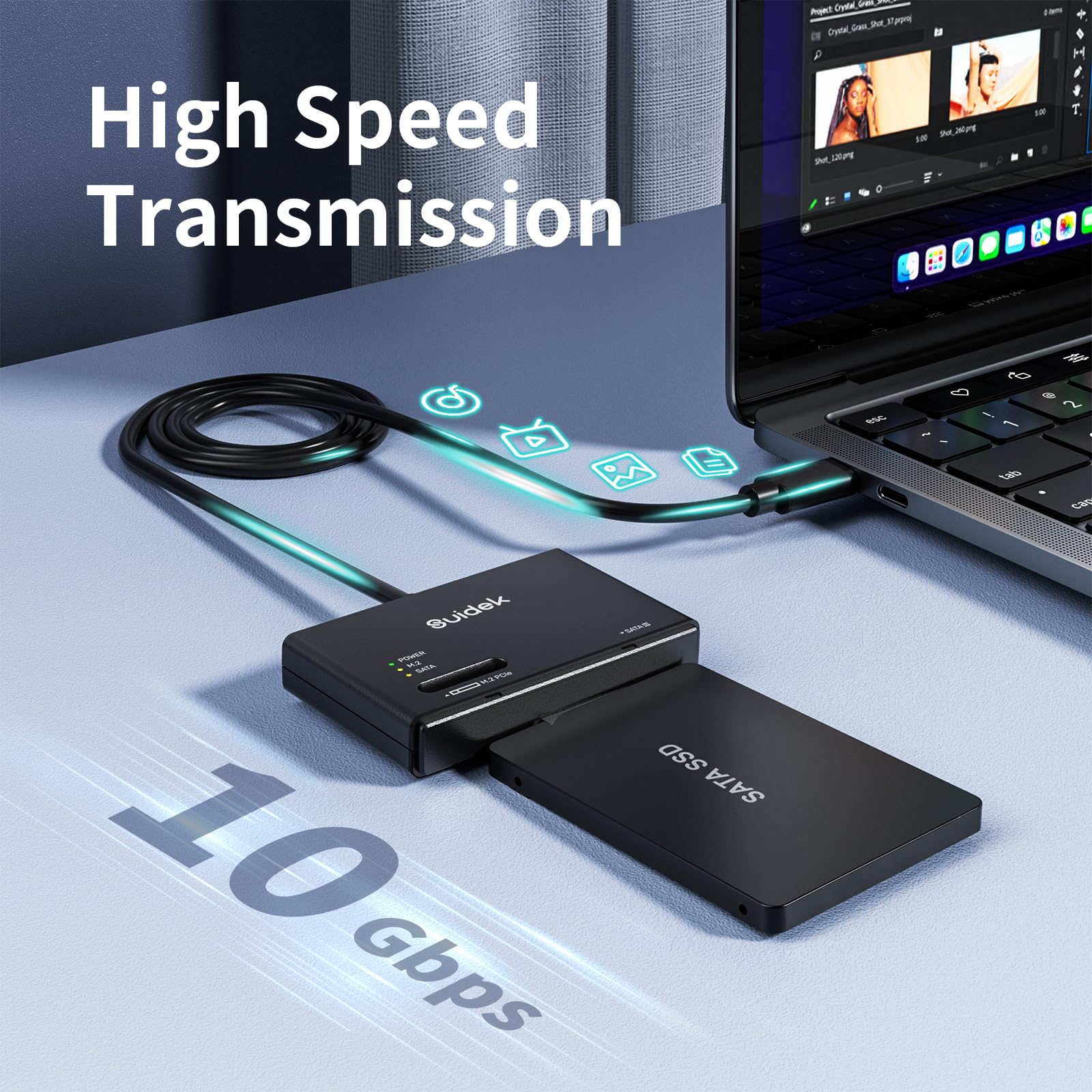 Suidek M.2 Nvme Ssd Enclosure Adapter Type C 10Gbps To M.2 And Sata Hard Drive Reader External M.2 Pcie Nvme Ssd Enclosure Compa