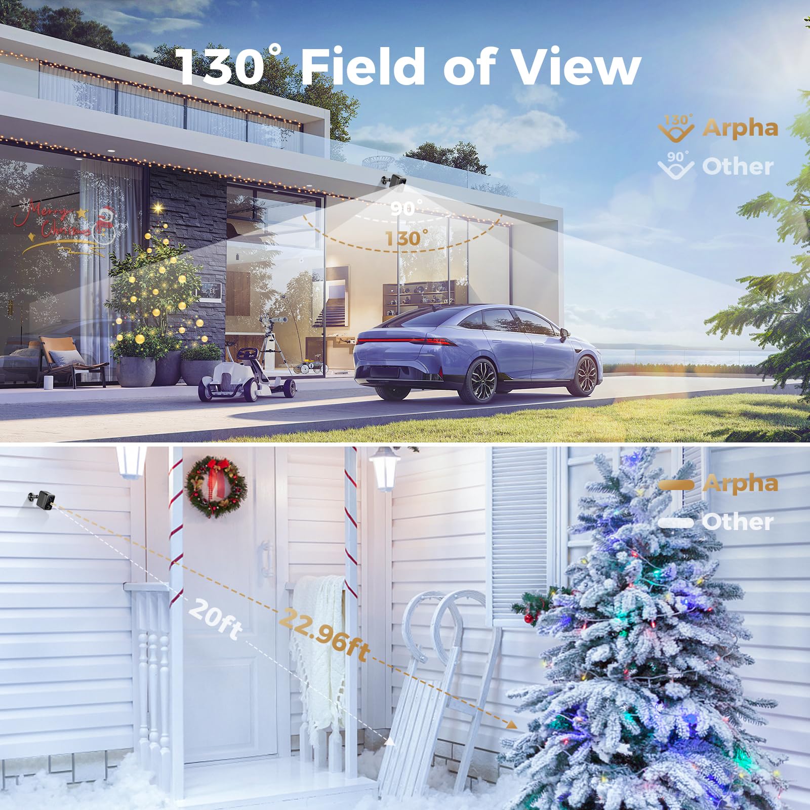 Arpha Wireless Outdoor Security Camera K03, 1080P Indoor And Outdoor Cameras For Home Security, 2.4G Wifi Camera With Ip66 Water