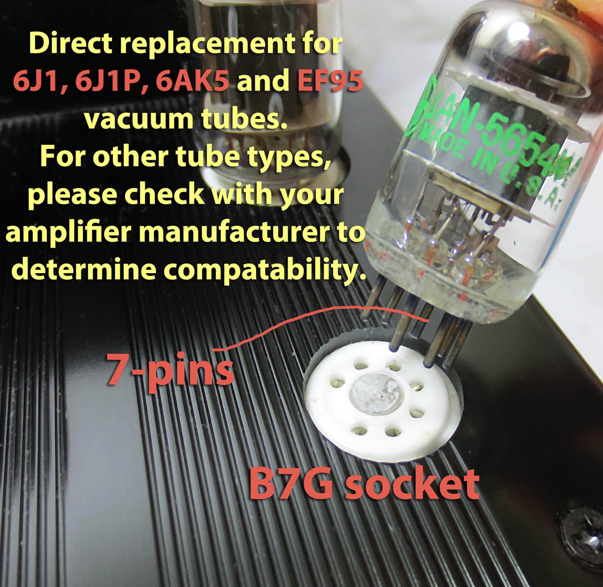 Riverstone Audio   Tested/Matched Pair (2 Tubes) 7 Pin Jan 5654W Fully Tested Vacuum Tubes   Upgrade For 6Ak5 / 6J1 / 6J1P / Ef95   Jan 5654W Platinum Grade Pair