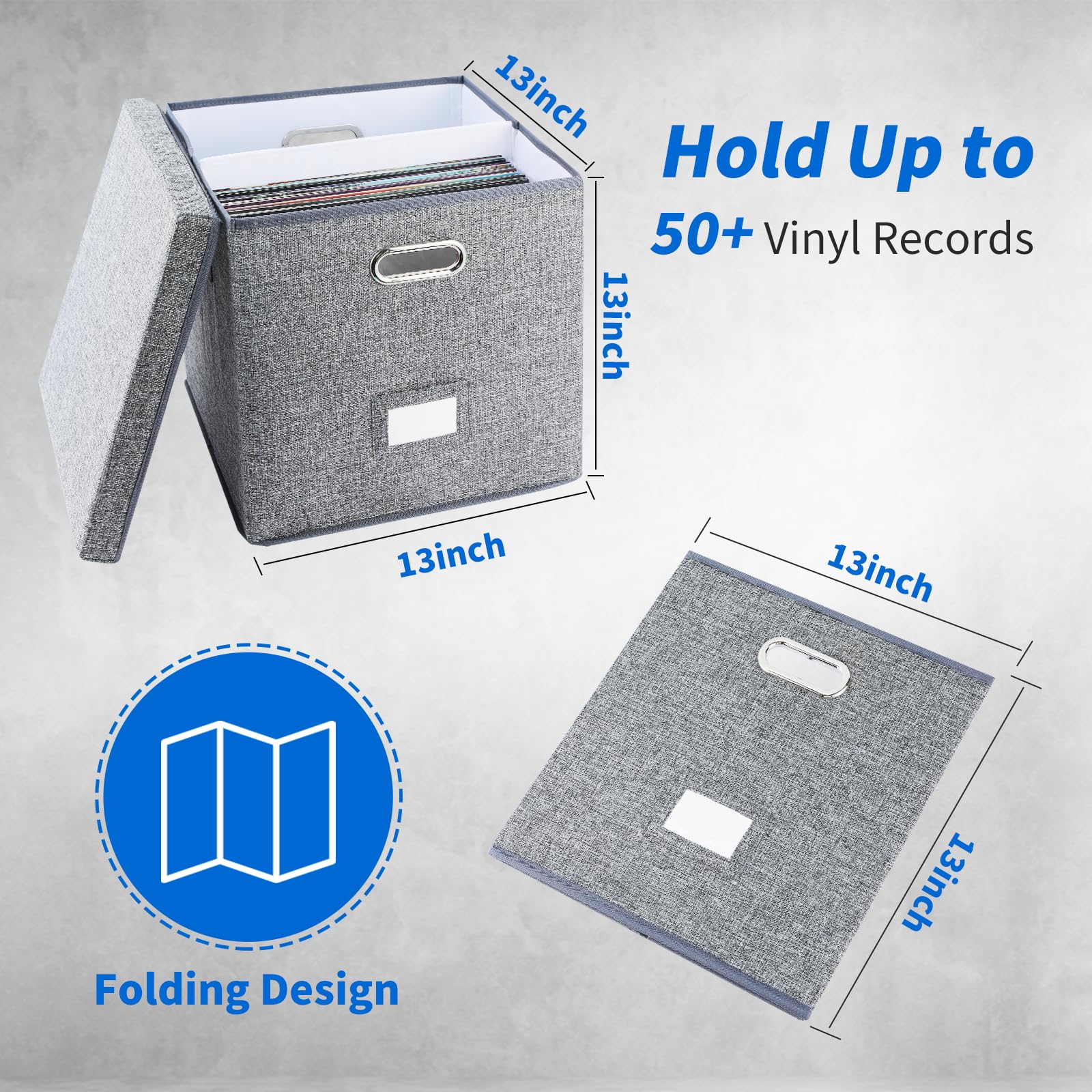 Sturdy Vinyl Record Storage Box   Album Storage Holds Up 50+ Single Record, Lp Storage Organizer Crate With Lid, Decorative Movi
