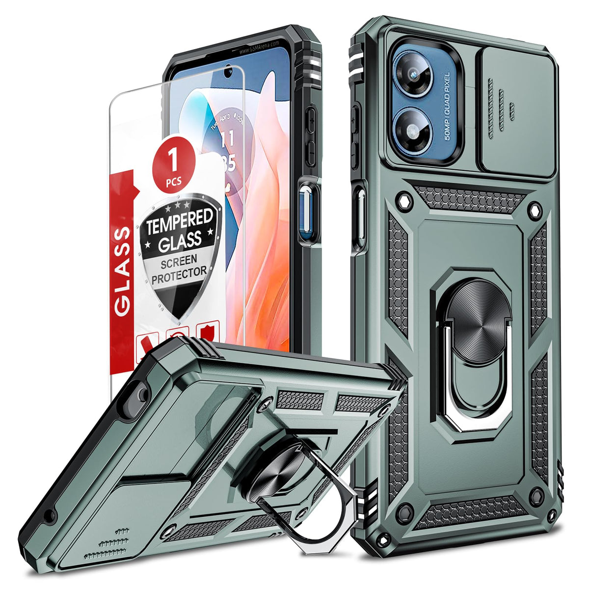 Leyi Case For G Play 4G 2024 Case, Motorola Moto G Play 2024 Case With Screen Protector And Slide Camera Cover, [Military-Grade]