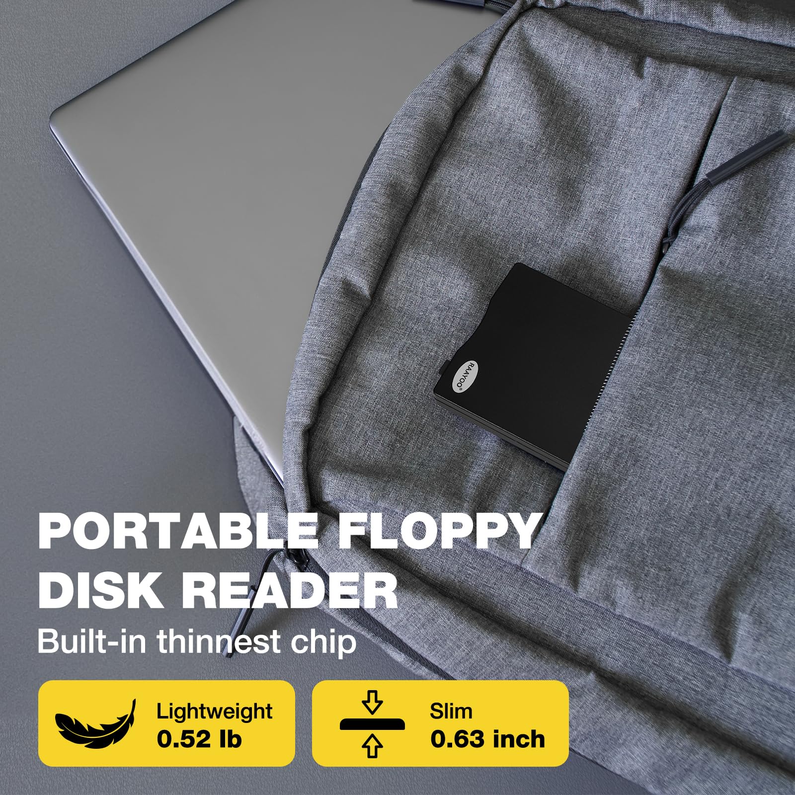 Raayoo Usb Floppy Disk Reader, 3.5 Inch External Portable 1.44 Mb Fdd Floppy Disk Drive For Windows 11/10/8/7/2000/Xp Pc Laptop