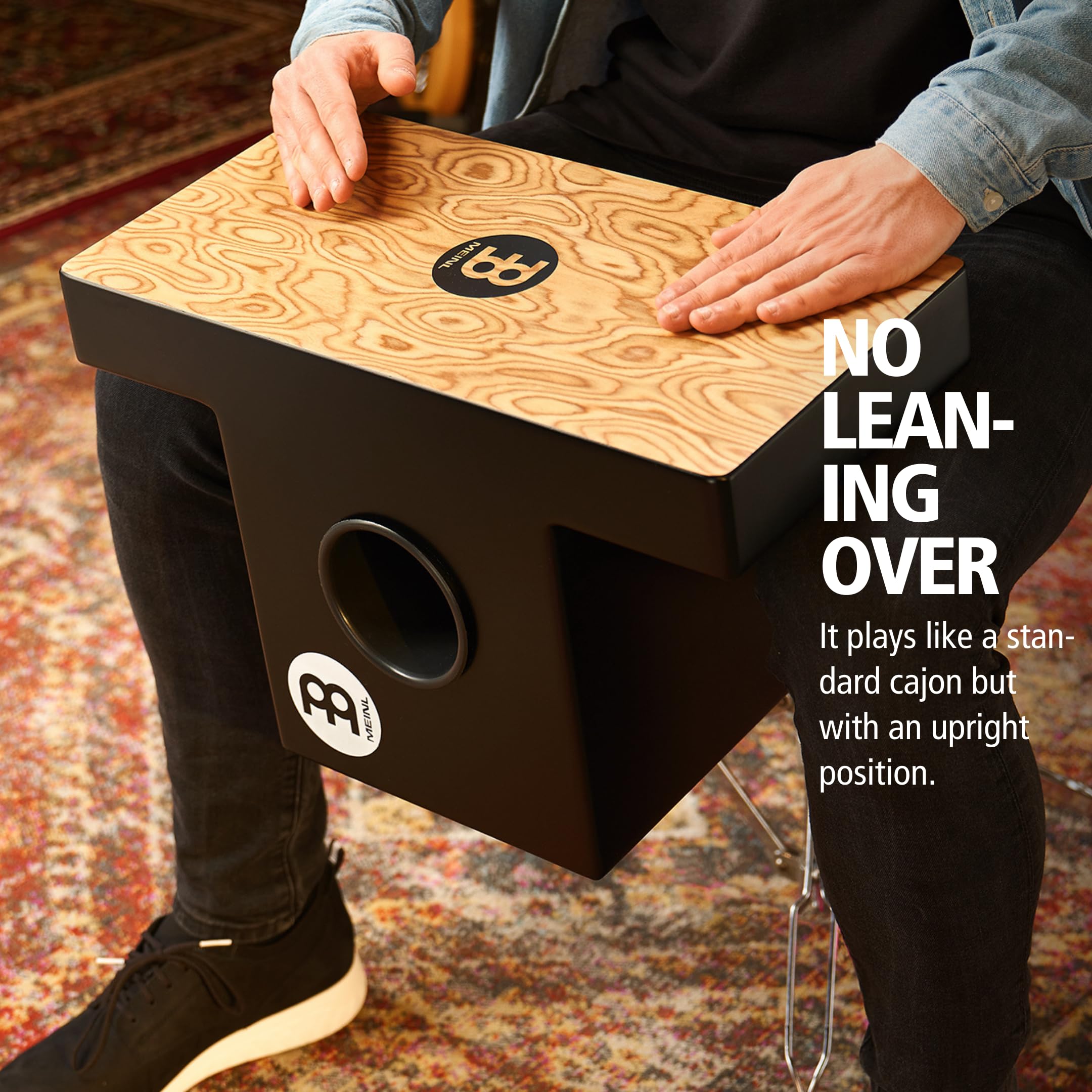 Meinl Slaptop Cajon Box Drum With Internal Snares And Forward Projecting Sound Ports   Not Made In China   Makah Burl Playing Surface, 2 Year Warranty (Topcaj1Mb)