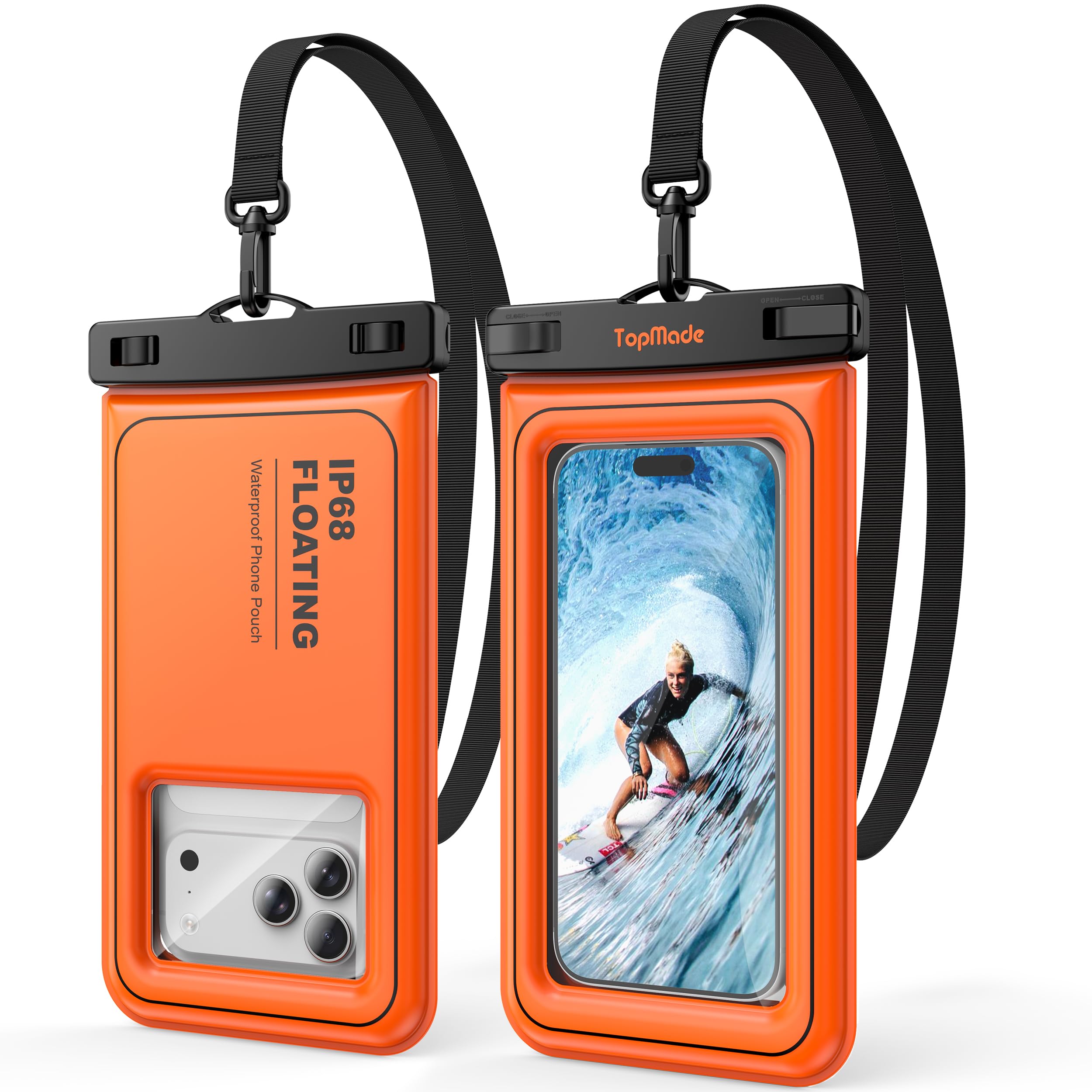 TopMade Floating Waterproof Phone Pouch, 2 Pack IP68 Waterproof Phone Case
