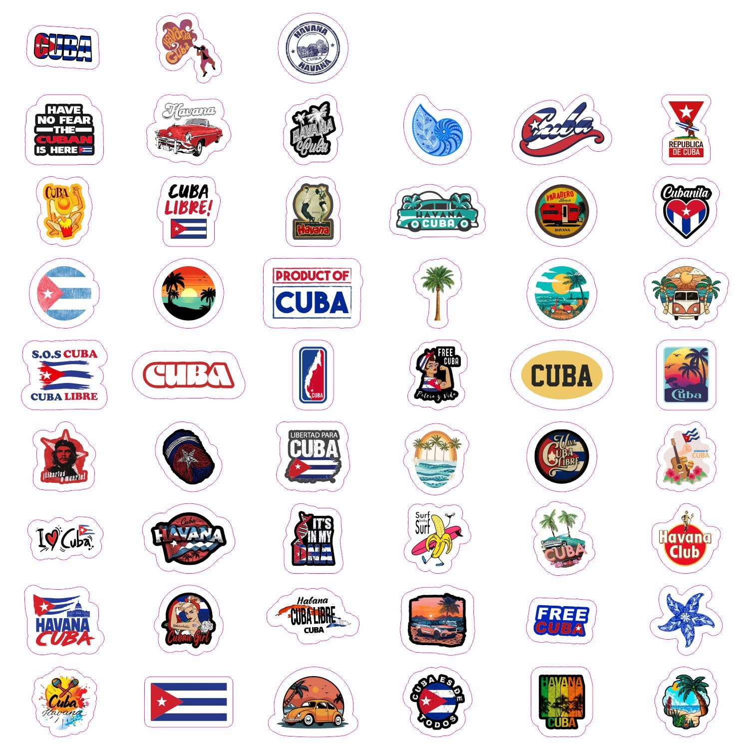 100Pcs Cuba Stickers For Water Bottle And Laptop   Cuban Party Favors & Decorations, Waterproof Vinyl Decals, Cuban Flag And Cul