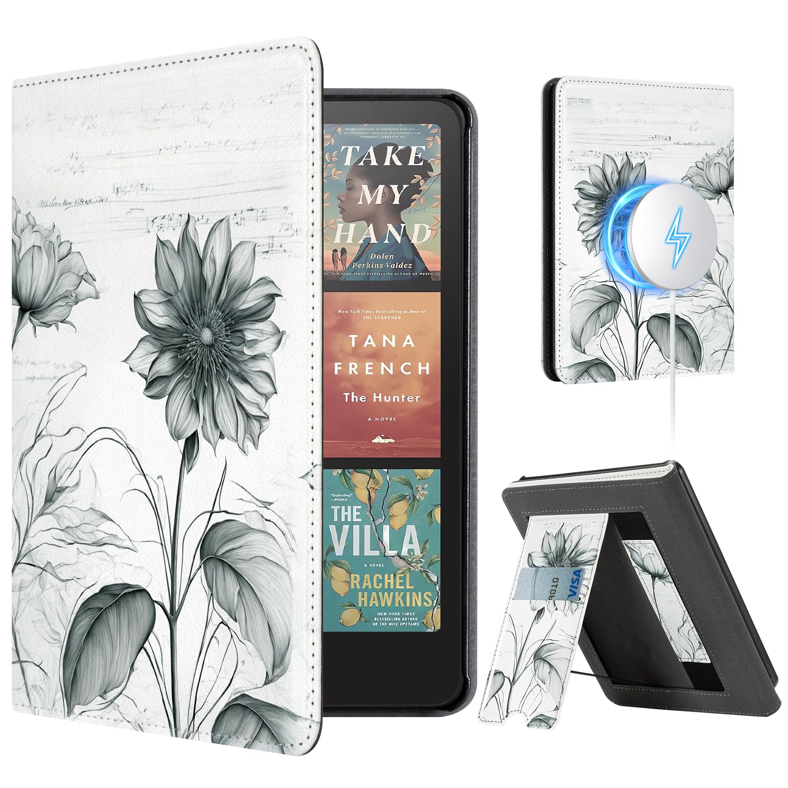 CoBak Stand Case for 7 Kindle Paperwhite 12th Gen 2024 and Kindle Colorsoft with Hand Strap - Compatible with iPhone MagSafe, fo