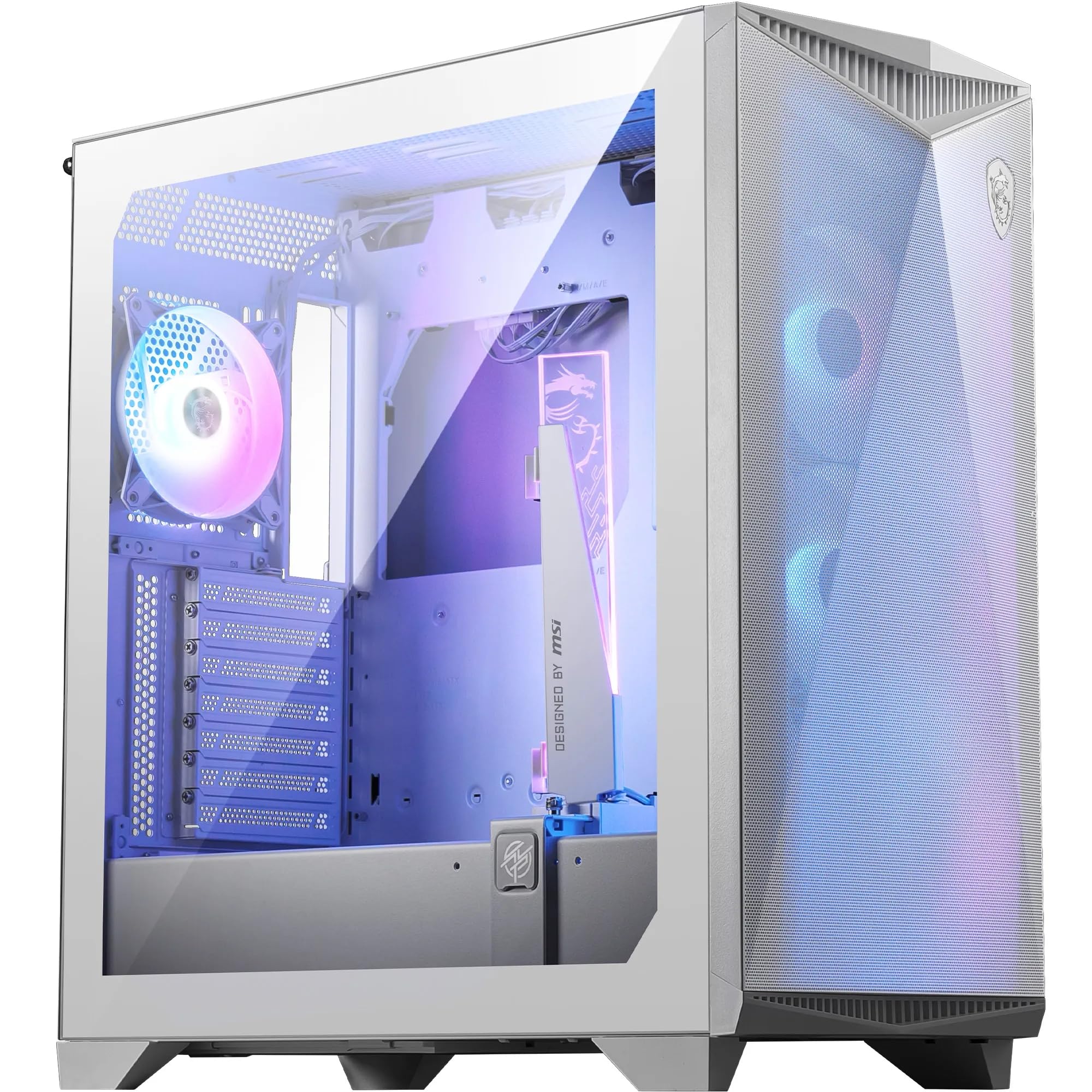 MSI MPG GUNGNIR 300R Airflow White Mid-Tower PC Case - E-ATX Capacity, 4 x 120 mm ARGB Fans with Hub Controller, Vertical GPU Su