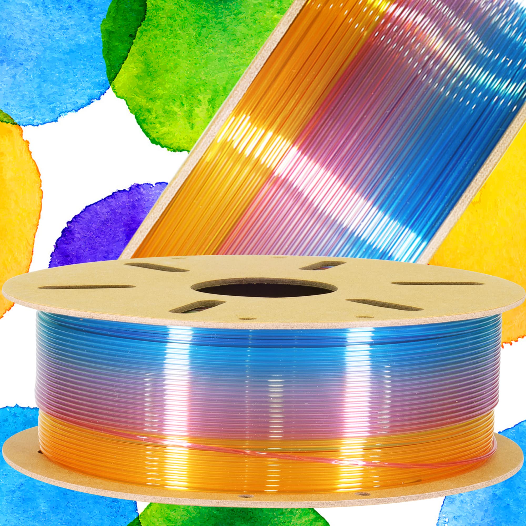 Do3D Fast Color Change Natural Rainbow Pla 3D Printing Filament, Tidy Winding 1.75Mm Pla, Widely Fit For 3D Printer; 1Kg Cardboa