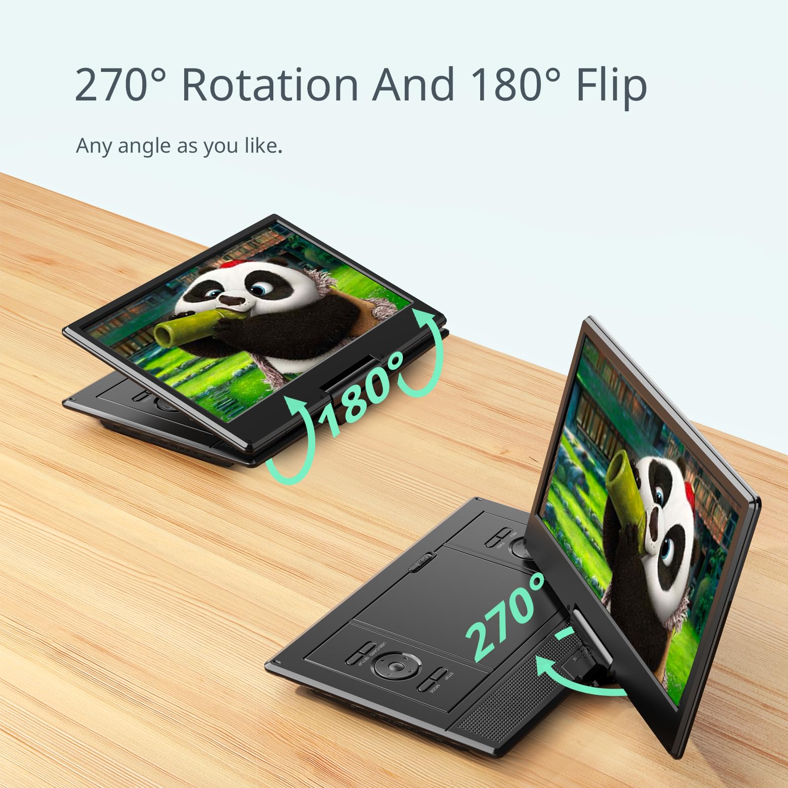 Yoton 16.5' Portable Dvd Player With 14.5' Hd, 4 6 Hours Working Time With Built In Battery, Swivel Screen, Dual Stereo Speakers, Usb, Sd, Av, Audio,Gamepad Support, Not Support Blu Ray