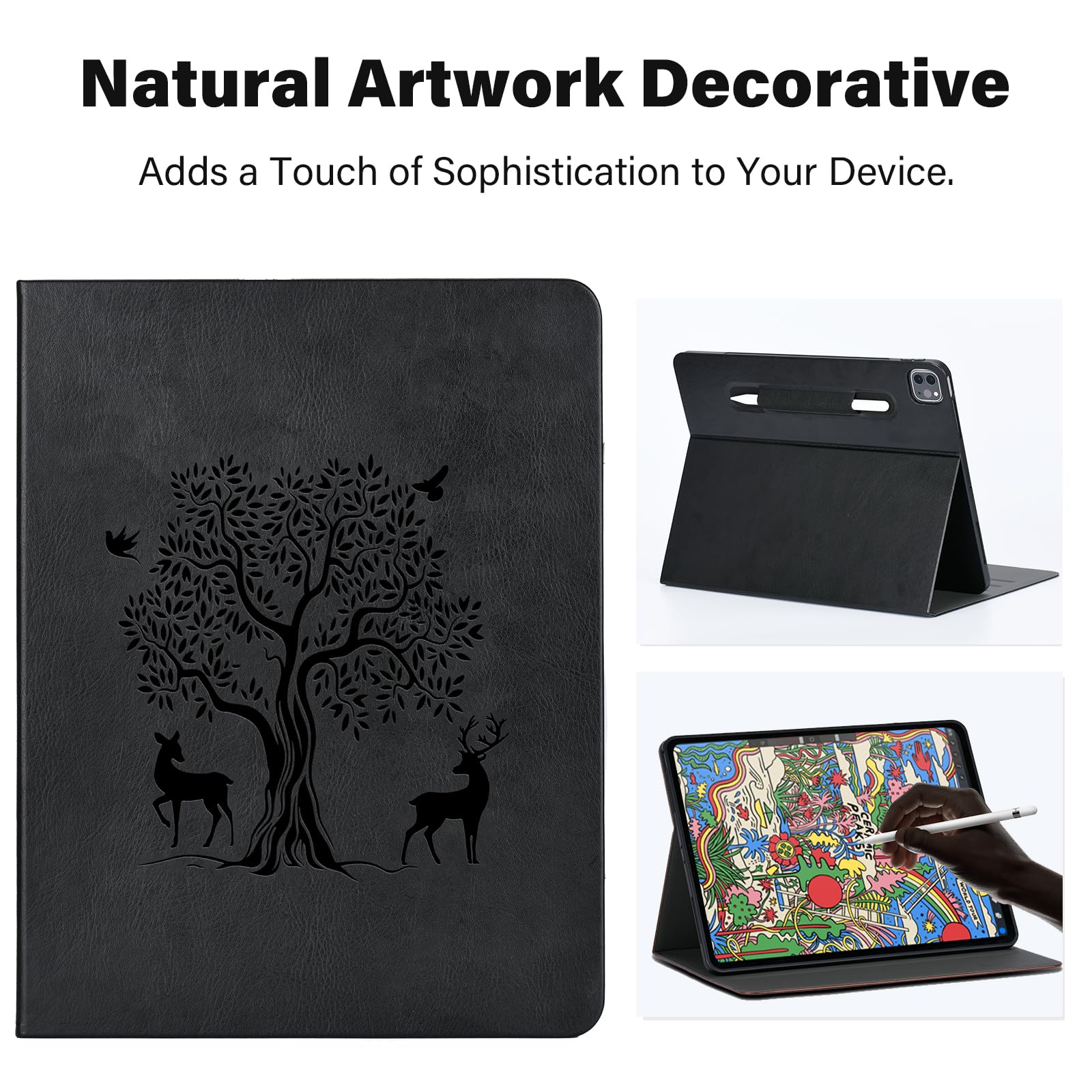 Hfcoupe For 2024 Ipad Air 13 Inch Case M2, Book Style Ipad 12.9 Pro Cases 6Th/5Th Gen With Elastic Pencil Holder, Magnetic Closu