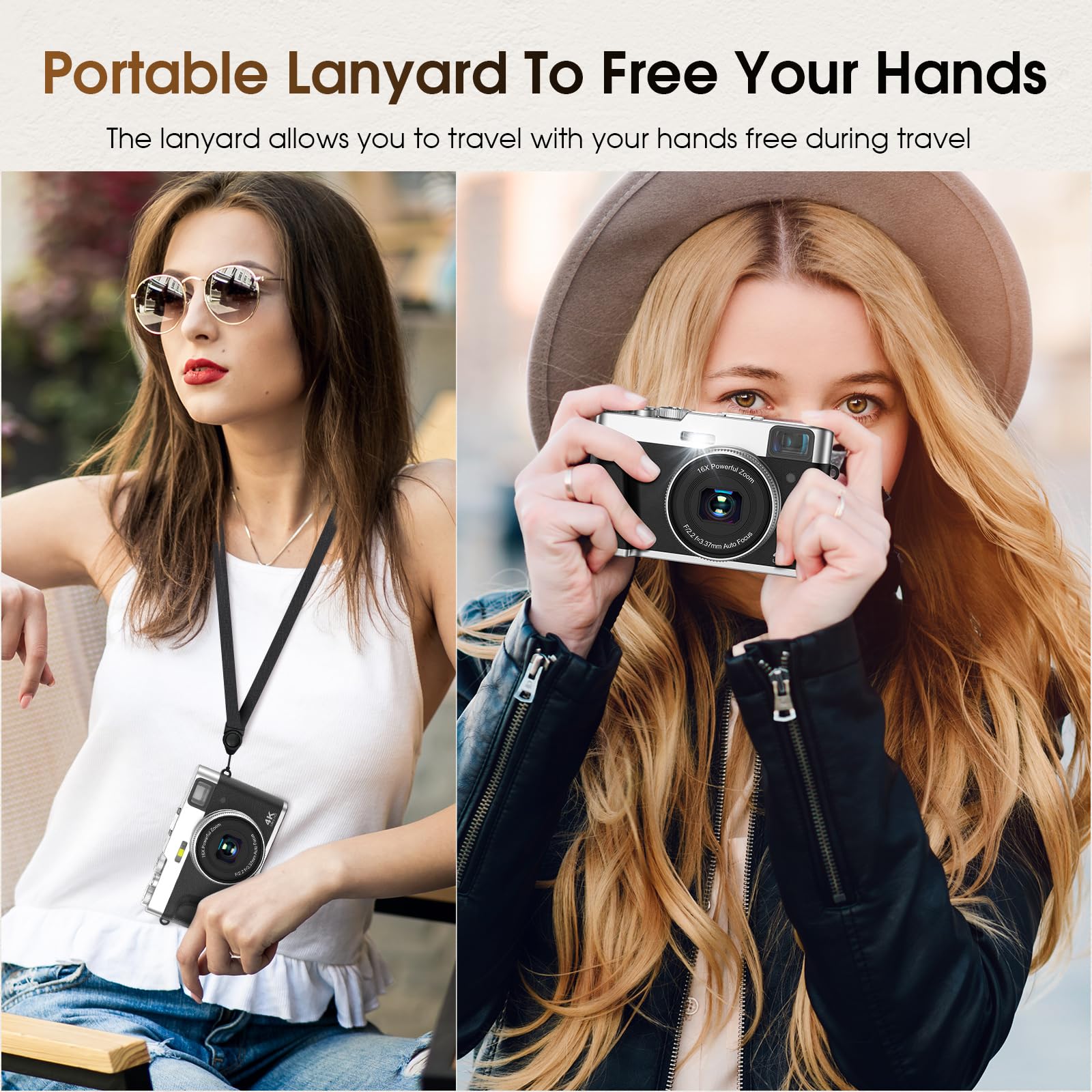 Upgraded 4K Digital Camera With Sd Card Autofocus,48Mp Point And Shoot Camera With Flash Viewfinder & Dial,Vlogging Camera Anti