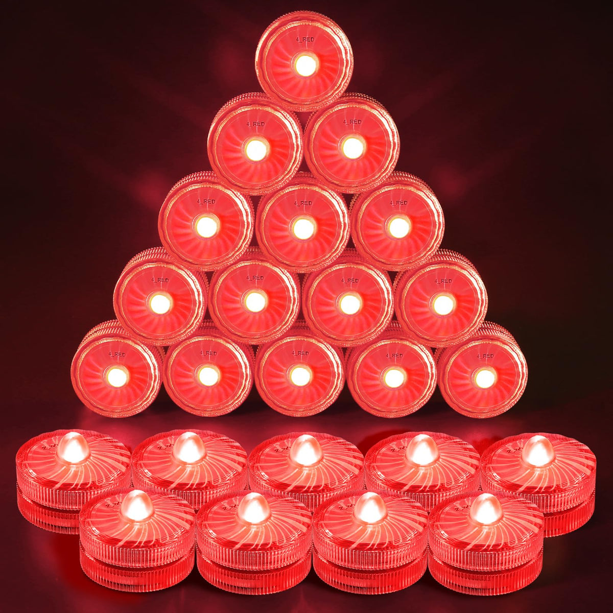 Hl Submersible Led Light,Red Small Led Light,100 Hours Waterproof Flameless Led Lights Battery Powered For Wedding Home Vase Fes