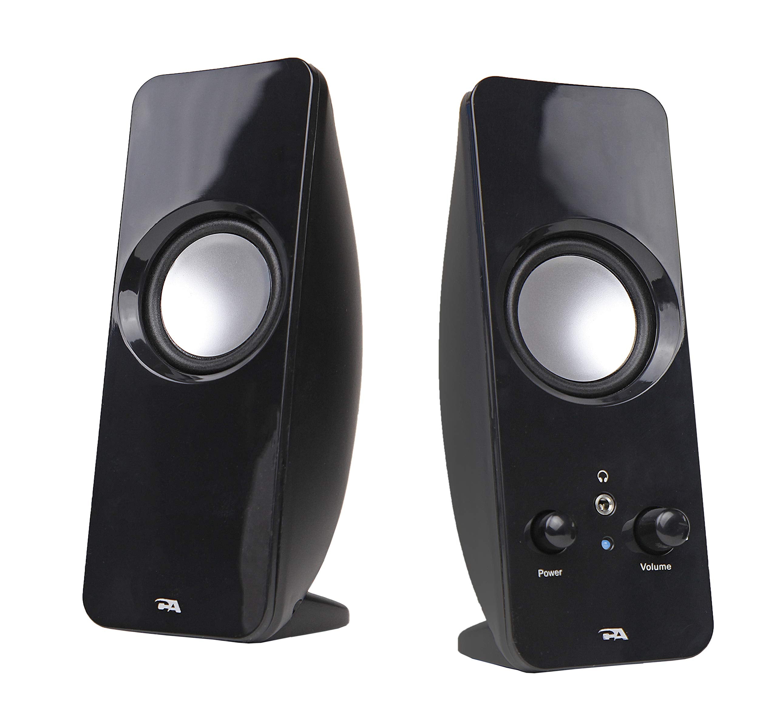 Cyber Acoustics Ca 2050 2.0 Speaker System, 3.5Mm Stereo Multimedia Desktop Computer Speaker, Separate Headphone Output, Volume