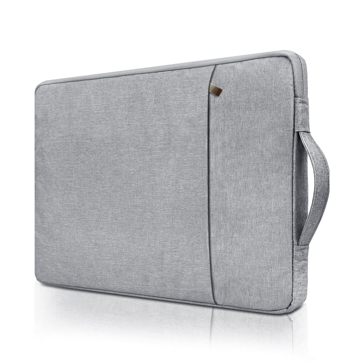 RAINYEAR 15.6 Inch Laptop Sleeve Case Compatible with 15.6' Notebook Computer Chromebook,Handbag with Handle Strap Front Pocket Padded Briefcase Polyester Waterproof Cover Protective Bag,Gray